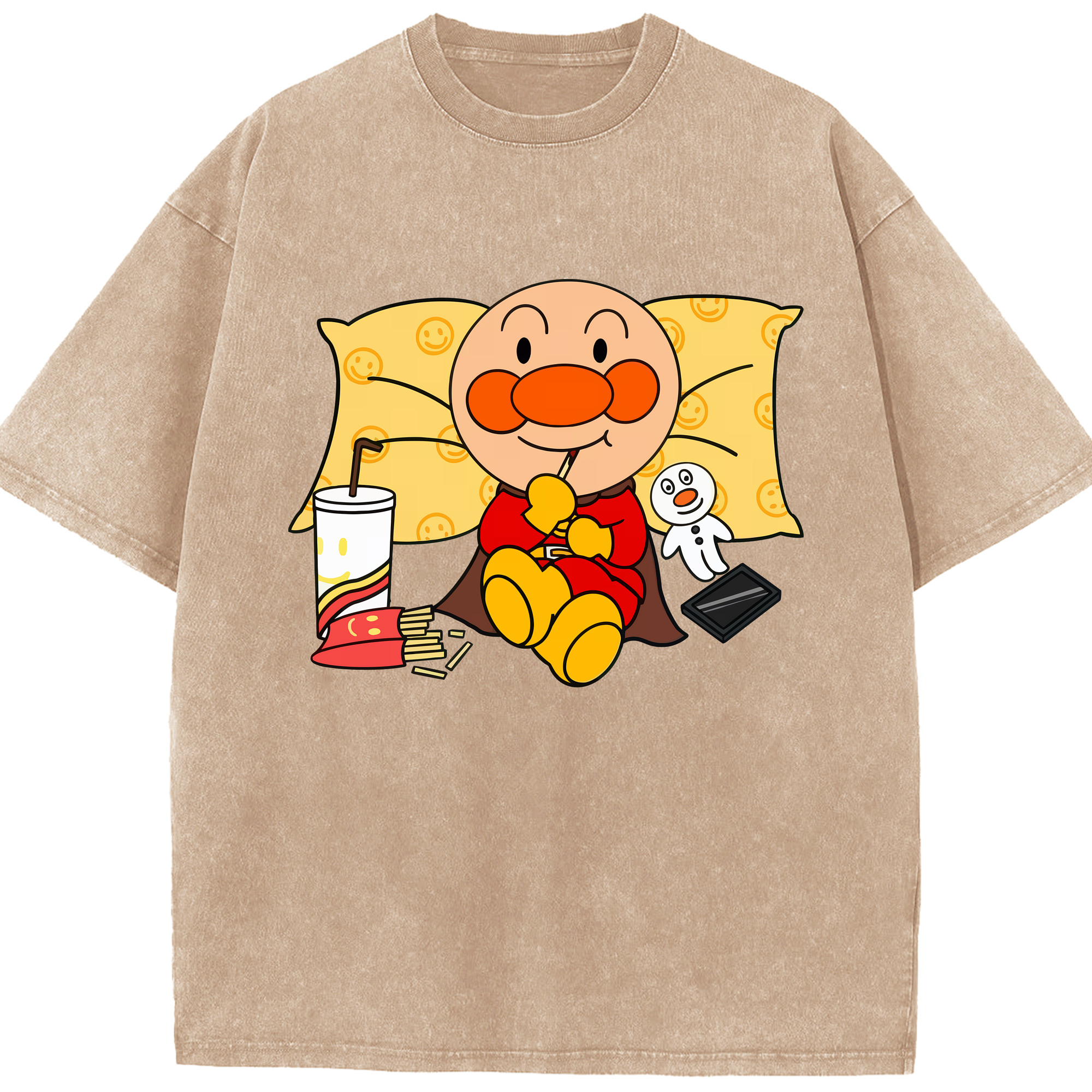（画像用） アンパンマン Anpanman 綿100% ヴィンテージ風 半袖Tシャツ（フロントプリント）