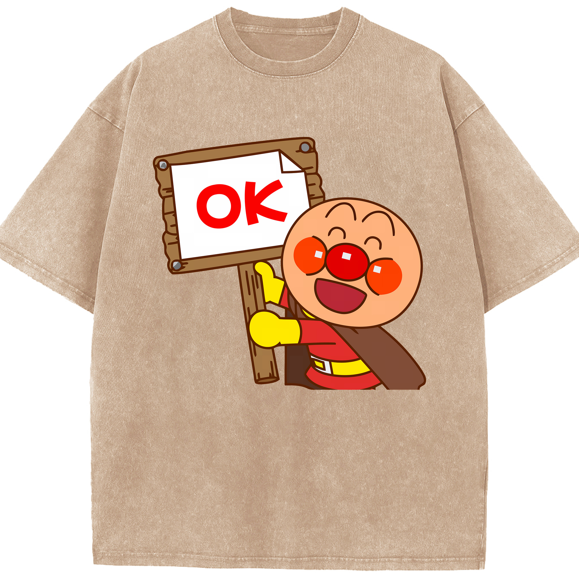 （画像用） アンパンマン Anpanman 綿100% ヴィンテージ風 半袖Tシャツ（フロントプリント）
