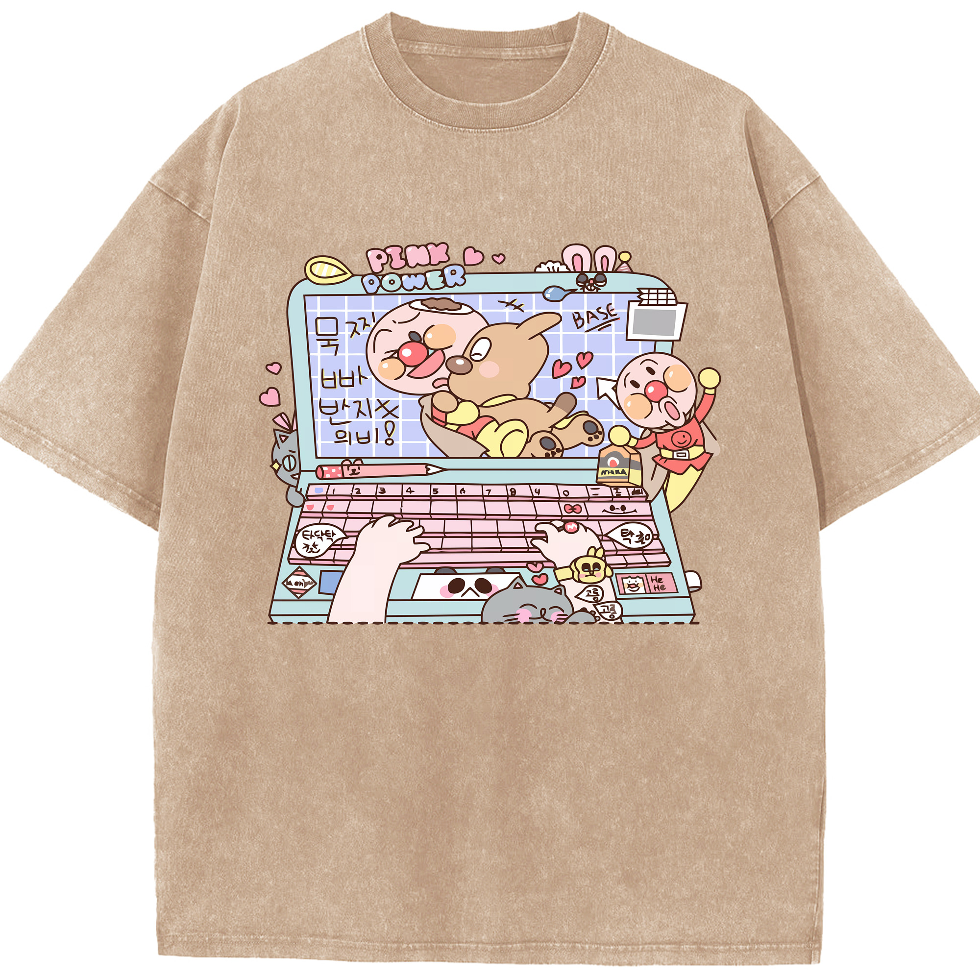 （画像用） アンパンマン Anpanman 綿100% ヴィンテージ風 半袖Tシャツ（フロントプリント）
