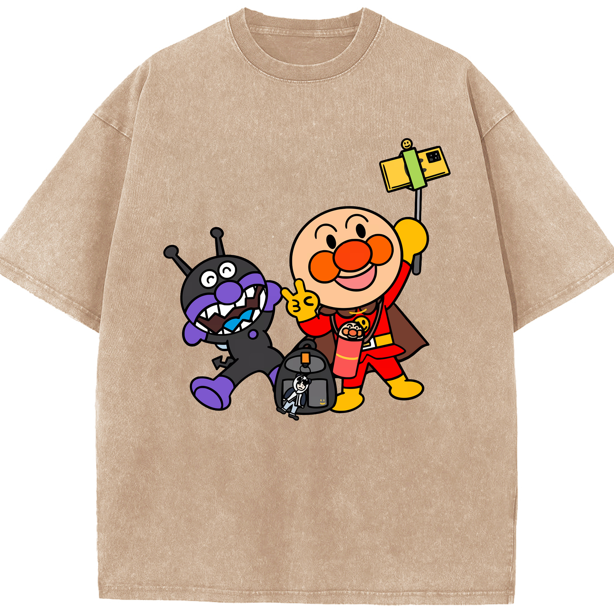（画像用） アンパンマン Anpanman 綿100% ヴィンテージ風 半袖Tシャツ（フロントプリント）