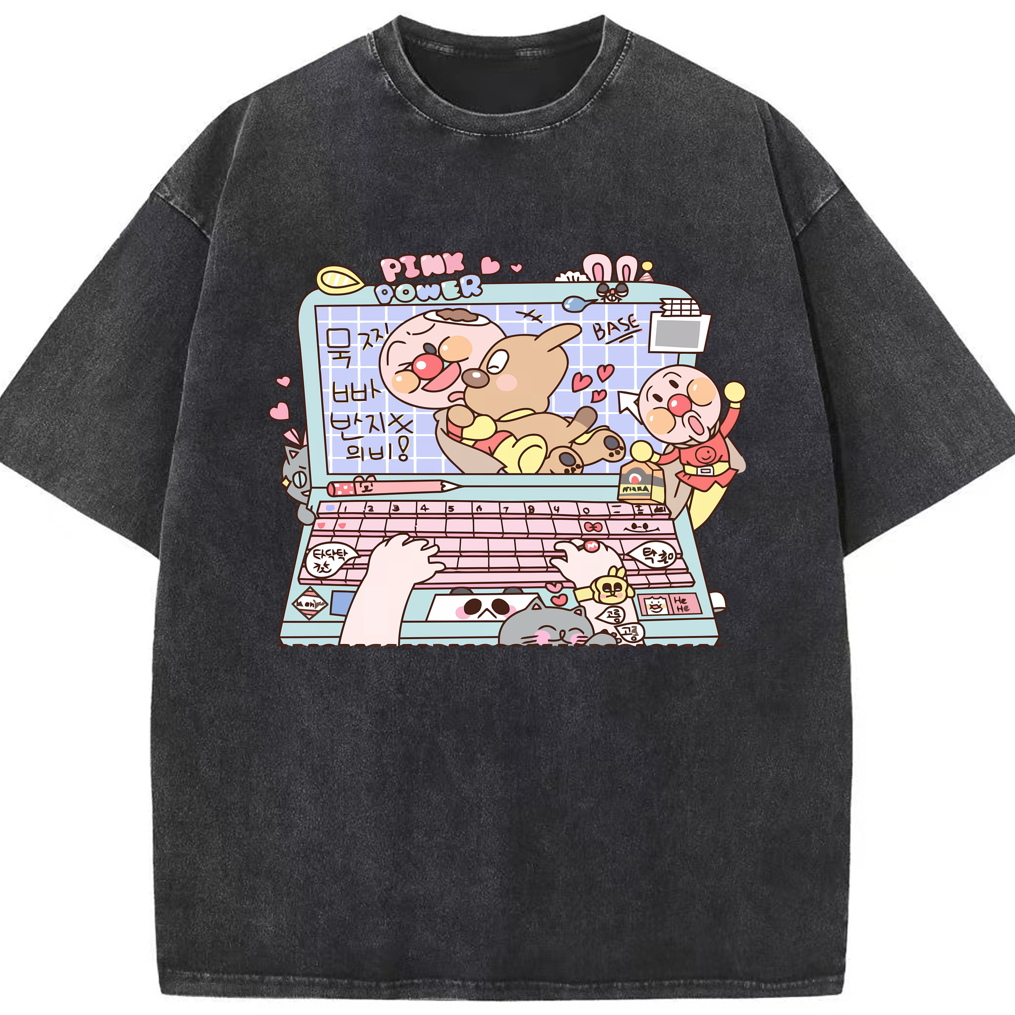 （画像用） アンパンマン Anpanman 綿100% ヴィンテージ風 半袖Tシャツ（フロントプリント）
