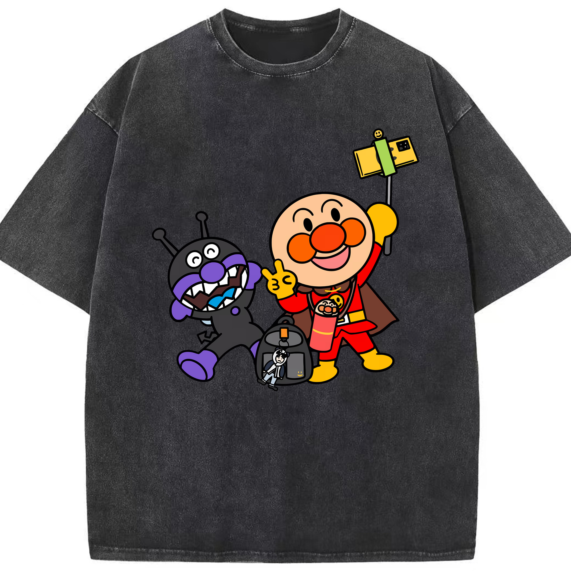 （画像用） アンパンマン Anpanman 綿100% ヴィンテージ風 半袖Tシャツ（フロントプリント）