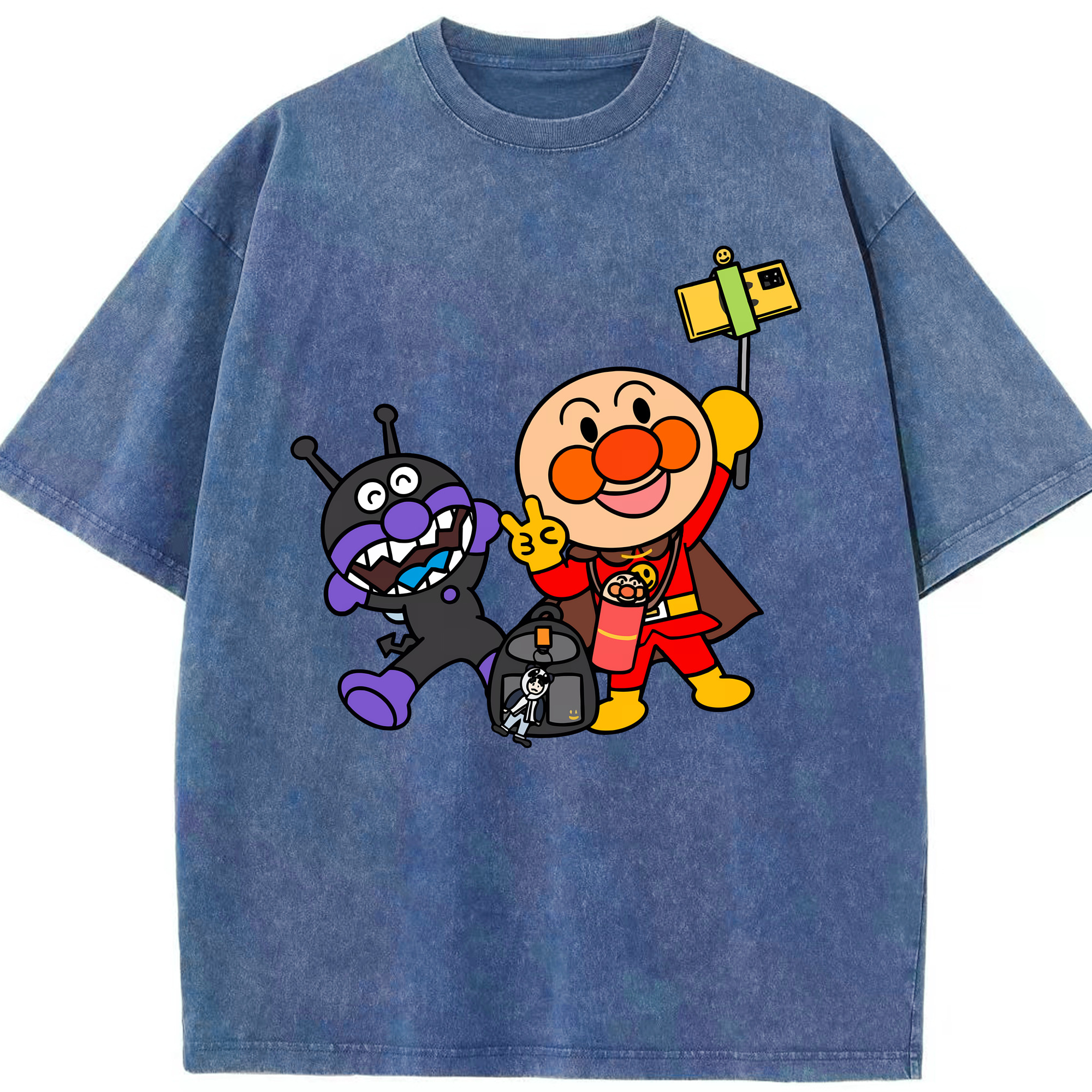 （画像用） アンパンマン Anpanman 綿100% ヴィンテージ風 半袖Tシャツ（フロントプリント）