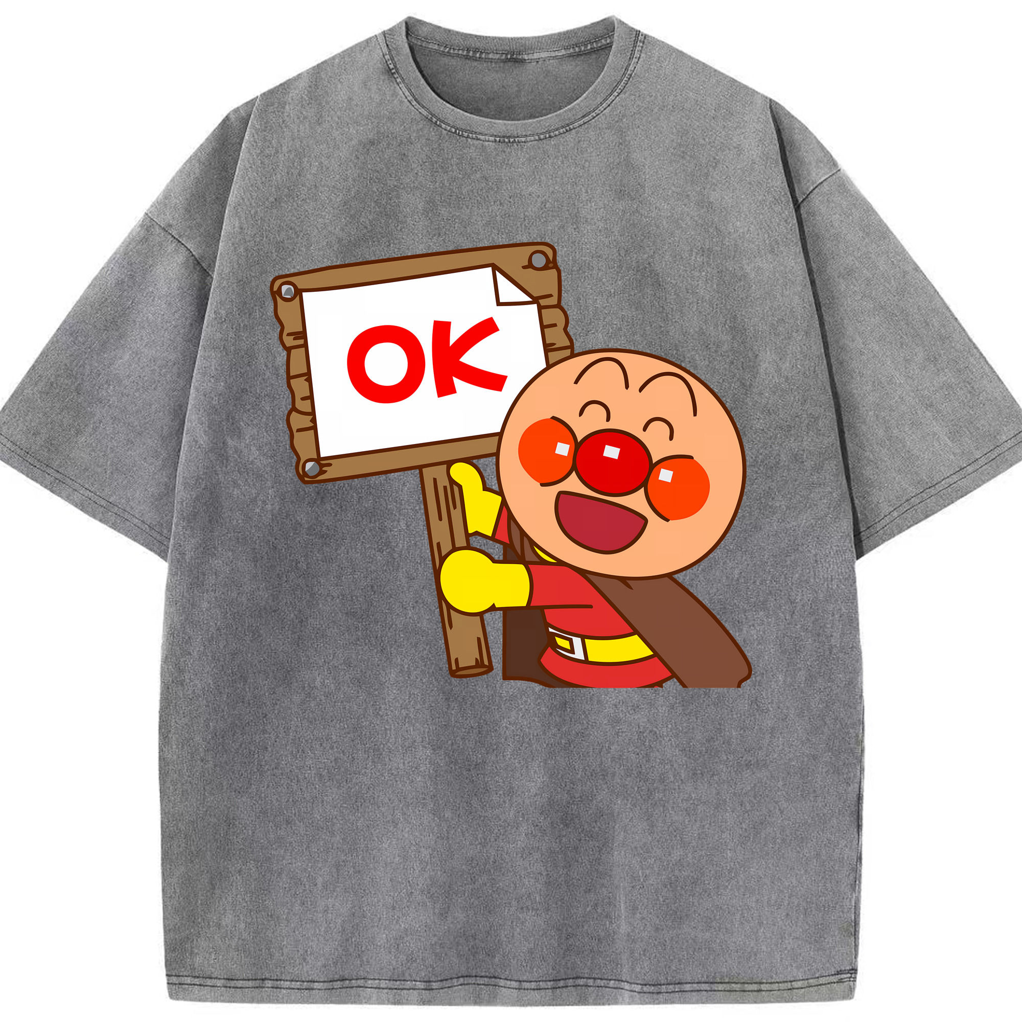 （画像用） アンパンマン Anpanman 綿100% ヴィンテージ風 半袖Tシャツ（フロントプリント）