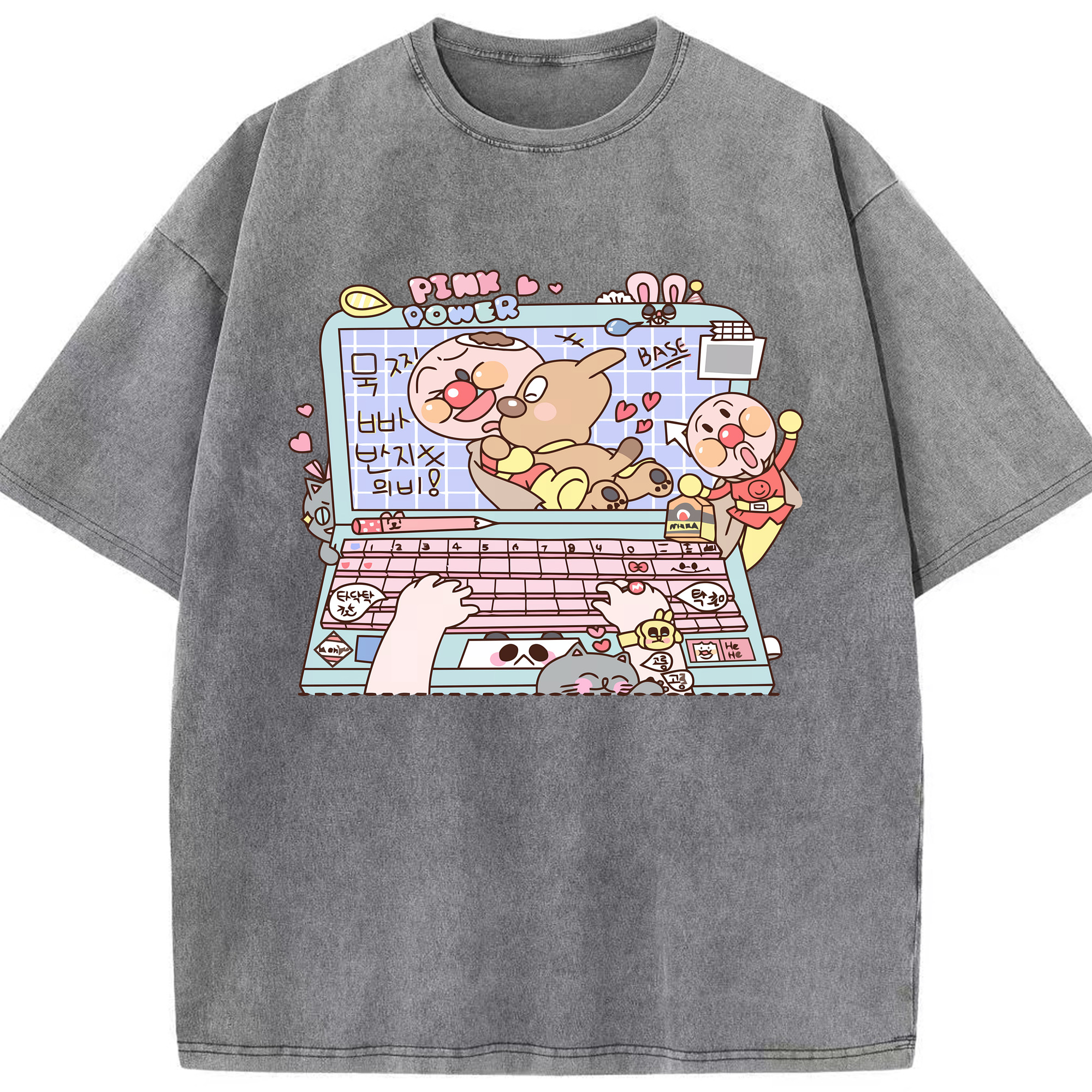 （画像用） アンパンマン Anpanman 綿100% ヴィンテージ風 半袖Tシャツ（フロントプリント）