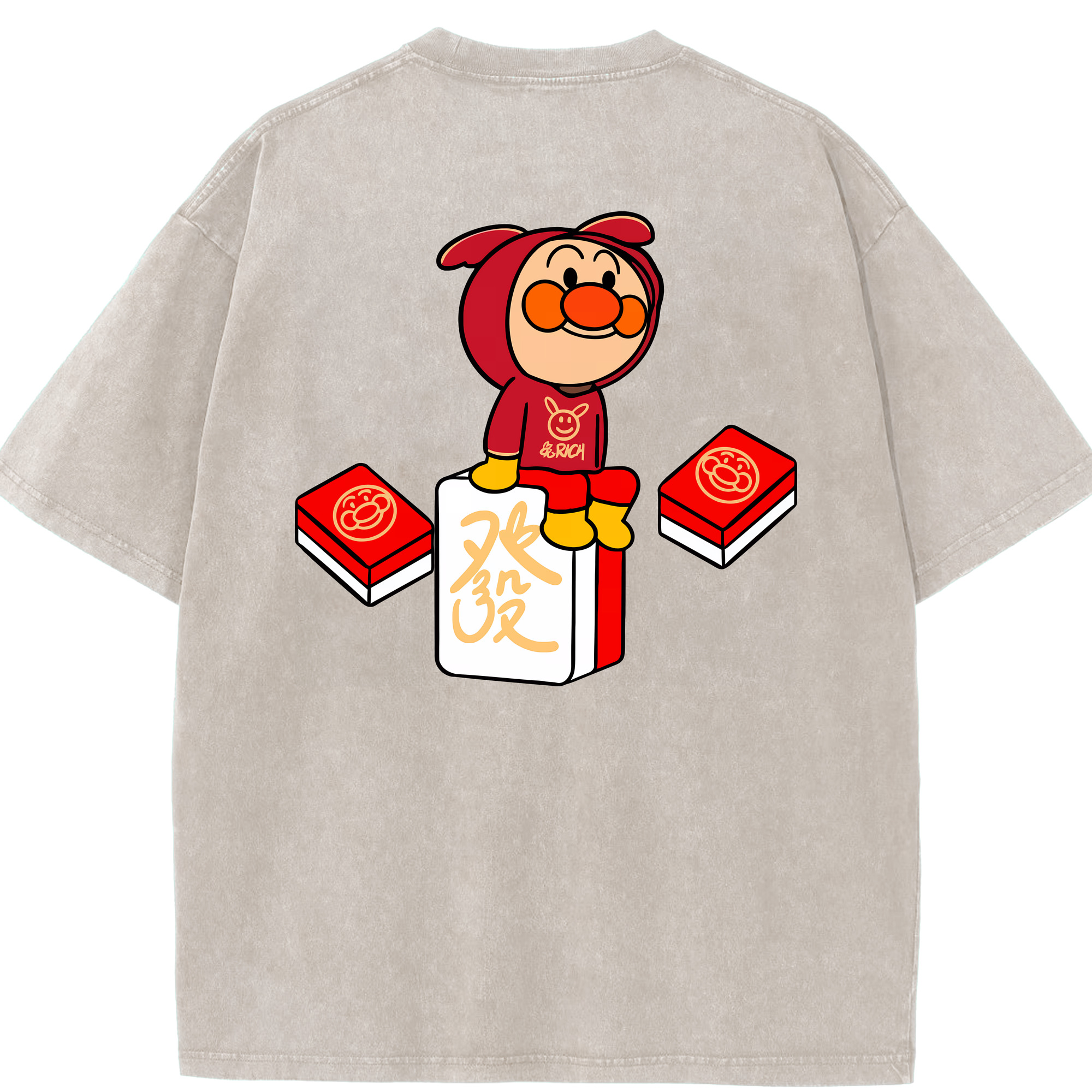 （画像用） アンパンマン Anpanman 綿100% ヴィンテージ風 半袖Tシャツ（背面プリント）