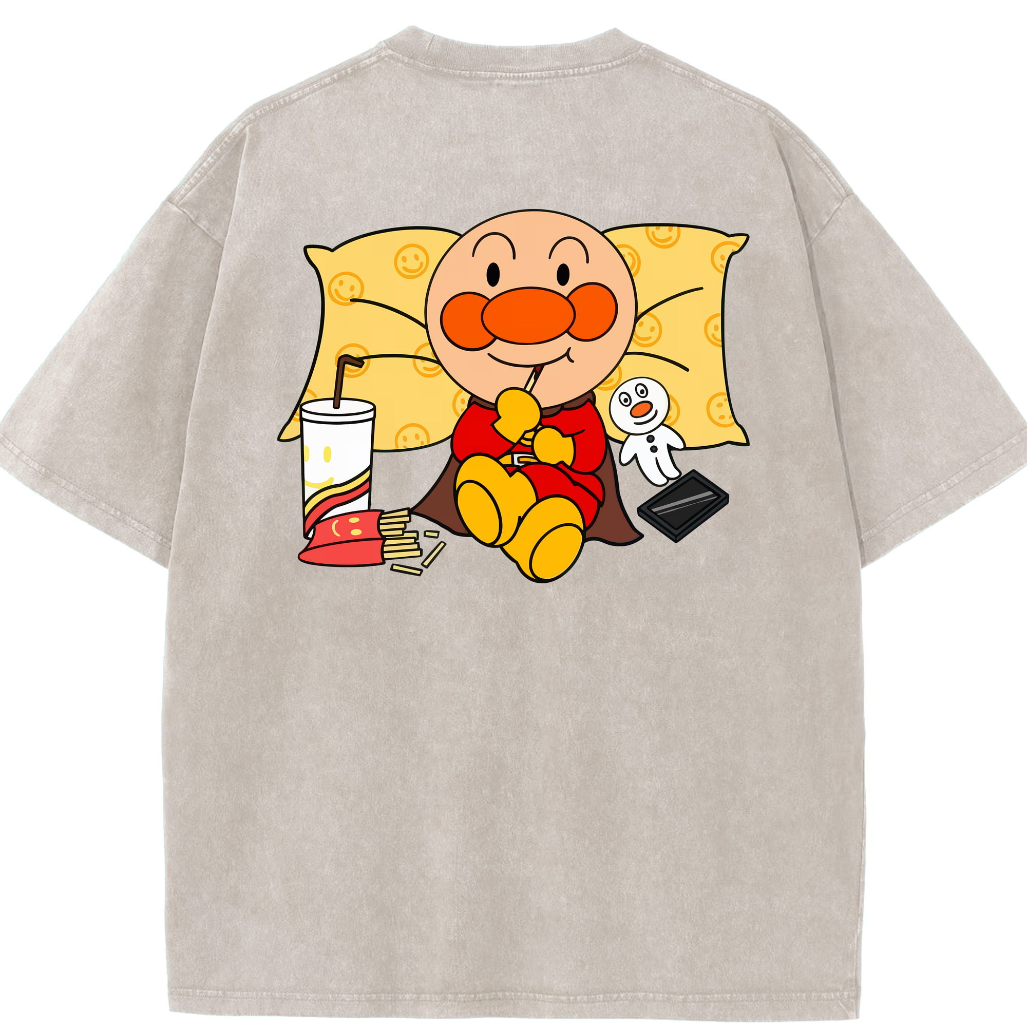 （画像用） アンパンマン Anpanman 綿100% ヴィンテージ風 半袖Tシャツ（背面プリント）