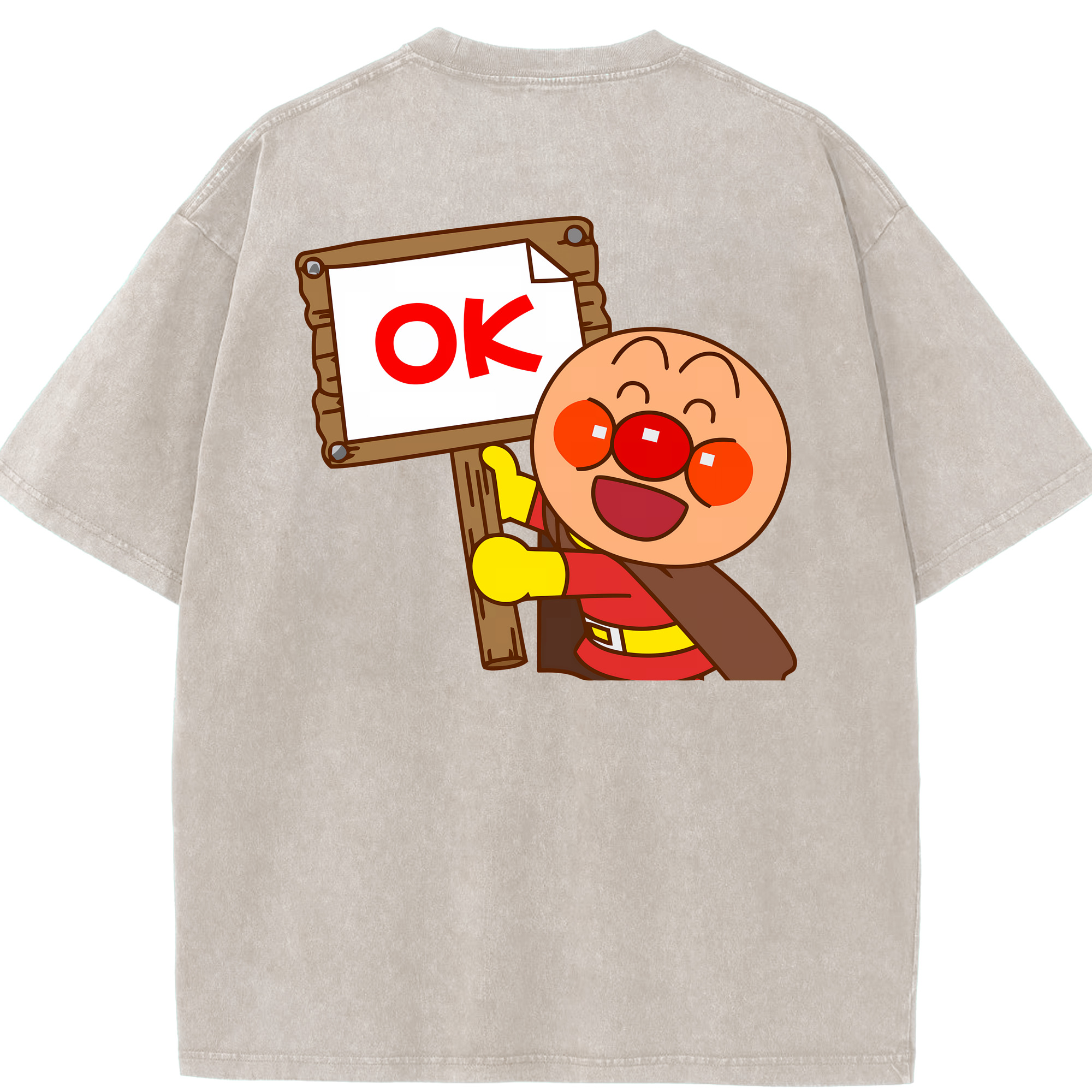 （画像用） アンパンマン Anpanman 綿100% ヴィンテージ風 半袖Tシャツ（背面プリント）