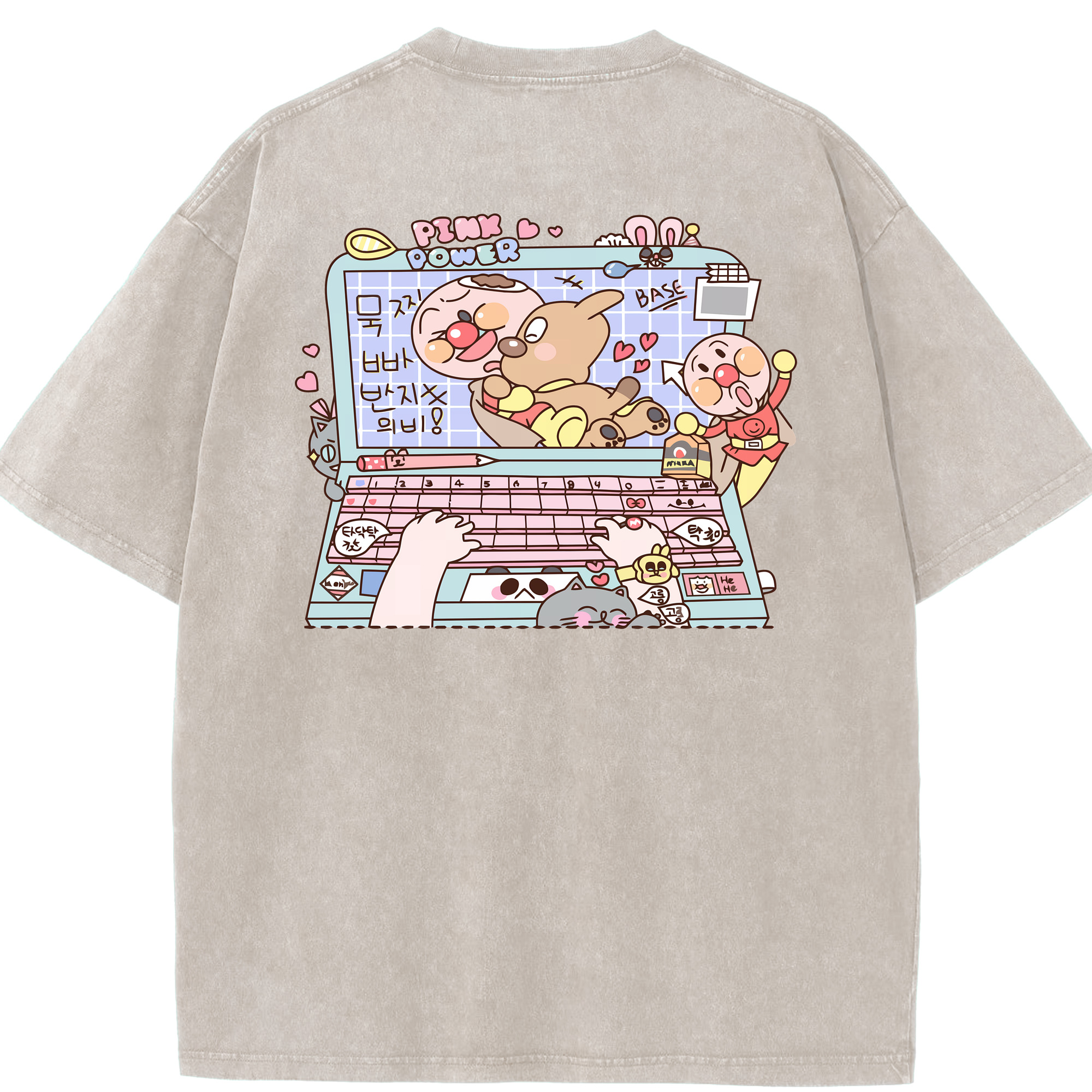 （画像用） アンパンマン Anpanman 綿100% ヴィンテージ風 半袖Tシャツ（背面プリント）