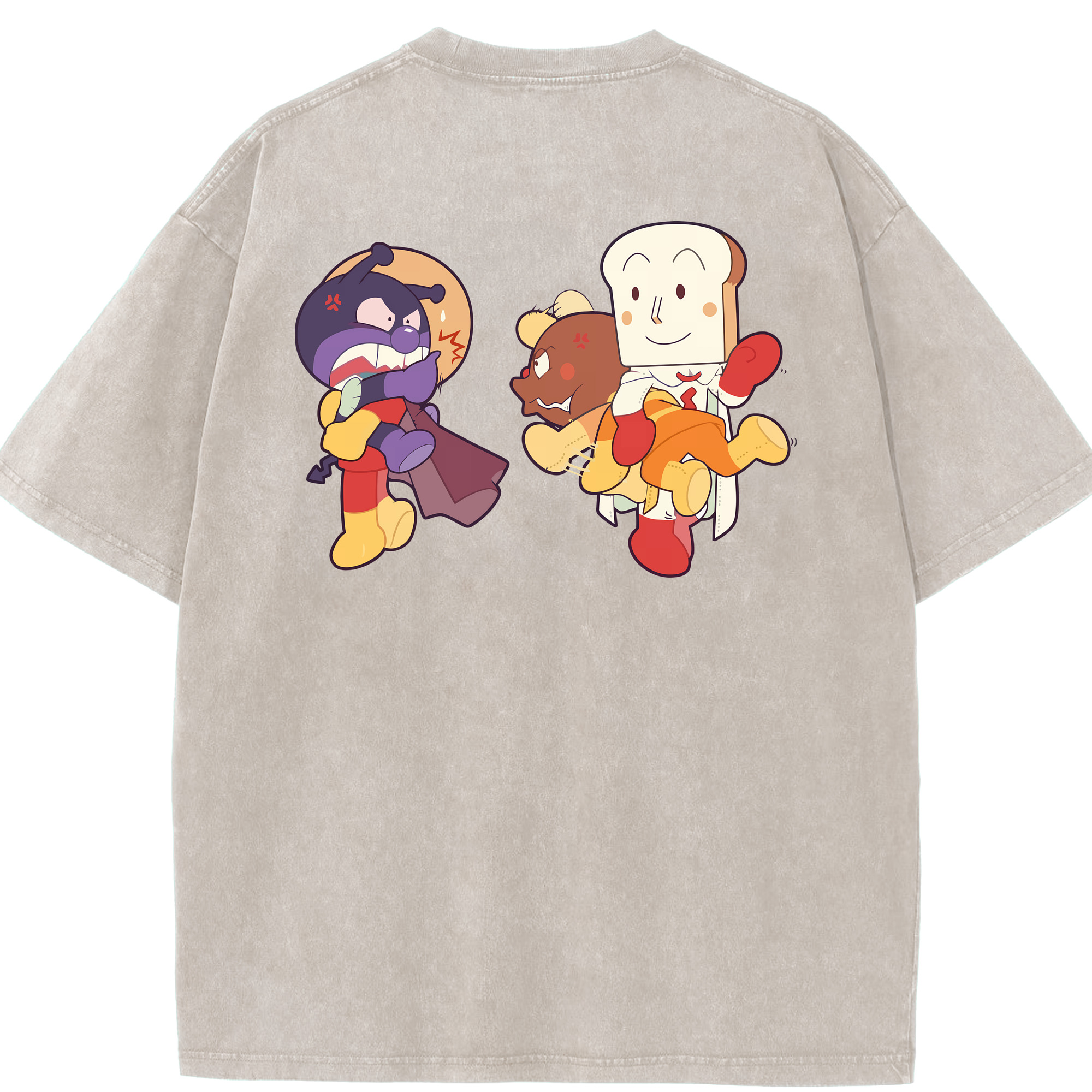 （画像用） アンパンマン Anpanman 綿100% ヴィンテージ風 半袖Tシャツ（背面プリント）