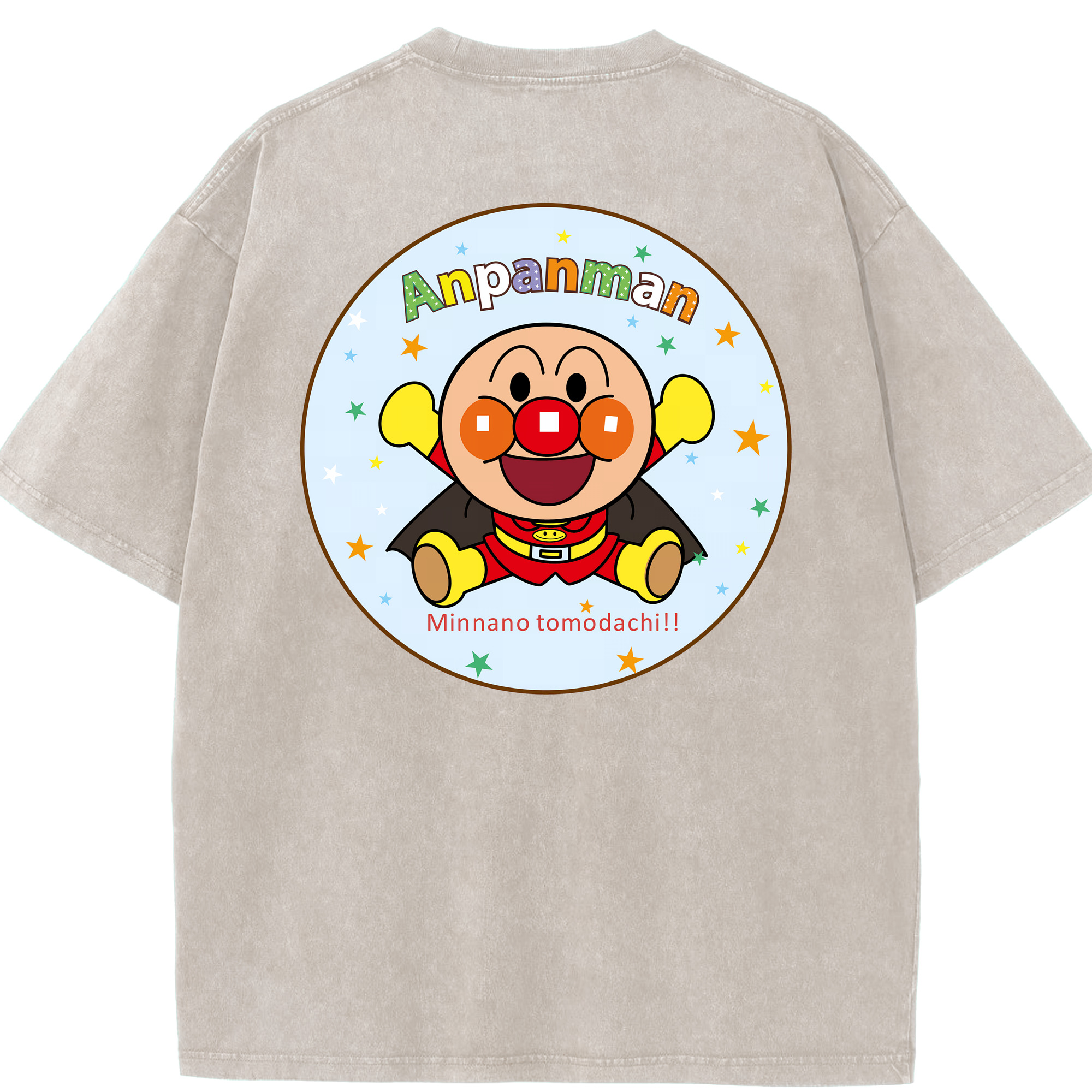 （画像用） アンパンマン Anpanman 綿100% ヴィンテージ風 半袖Tシャツ（背面プリント）