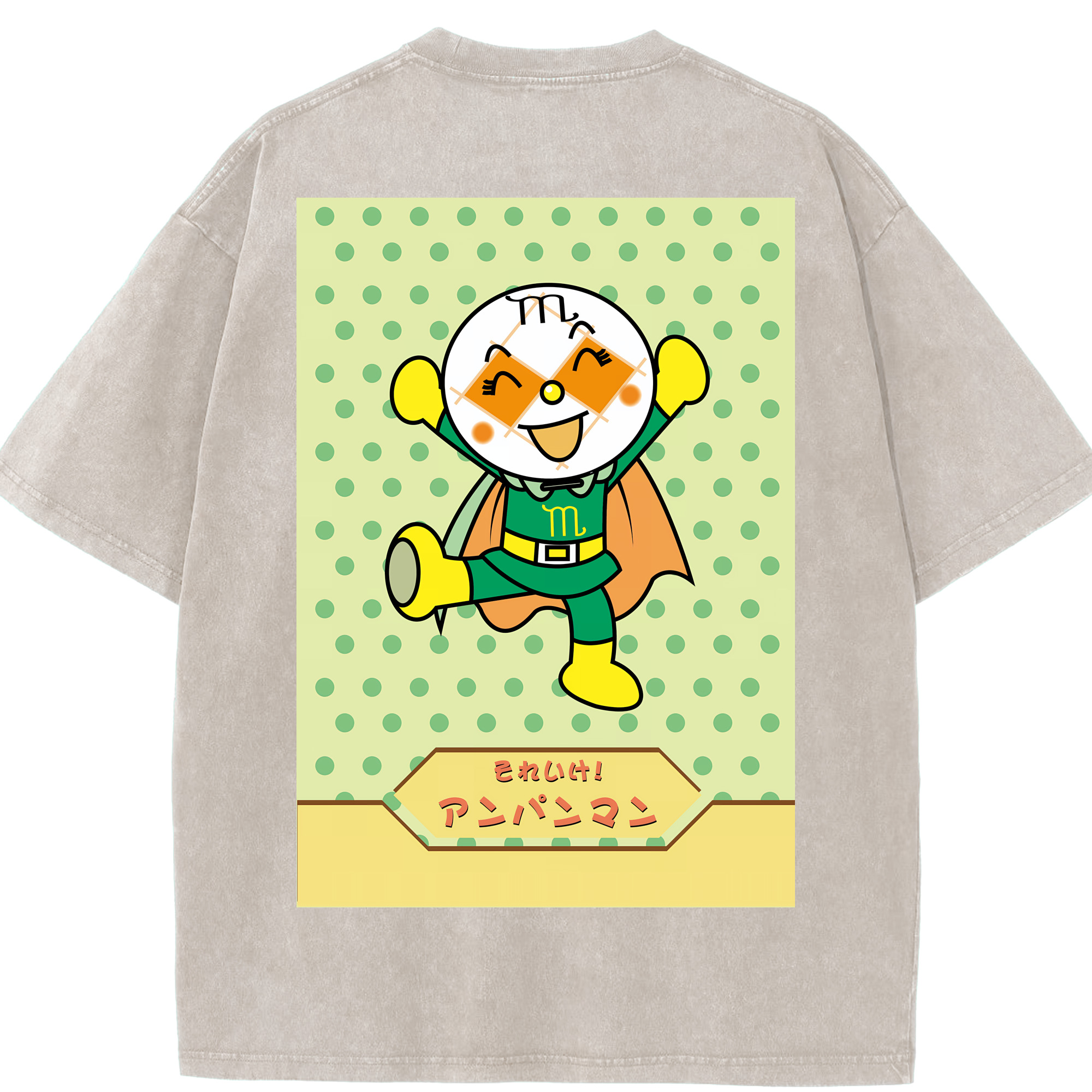 （画像用） アンパンマン Anpanman 綿100% ヴィンテージ風 半袖Tシャツ（背面プリント）
