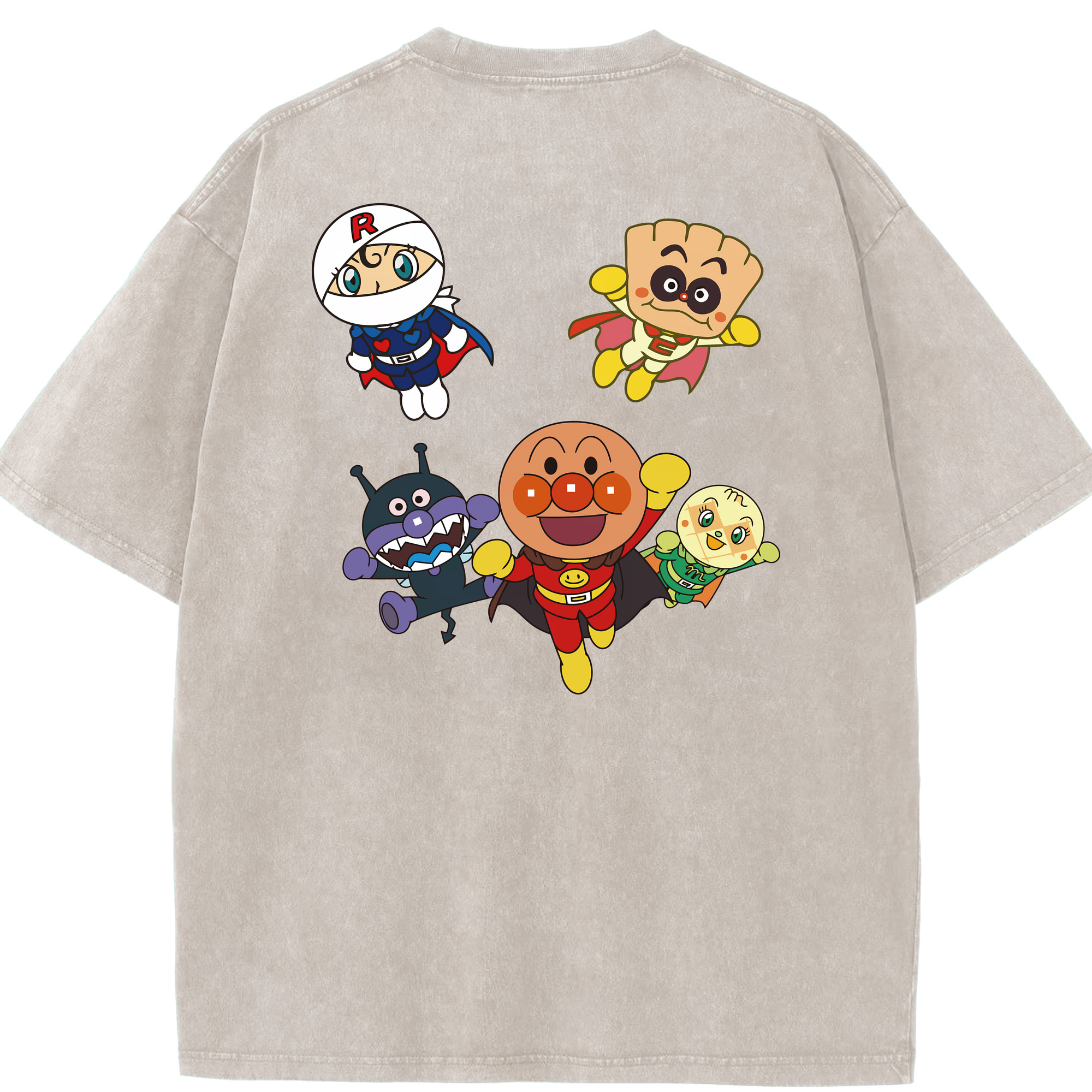 （画像用） アンパンマン Anpanman 綿100% ヴィンテージ風 半袖Tシャツ（背面プリント）