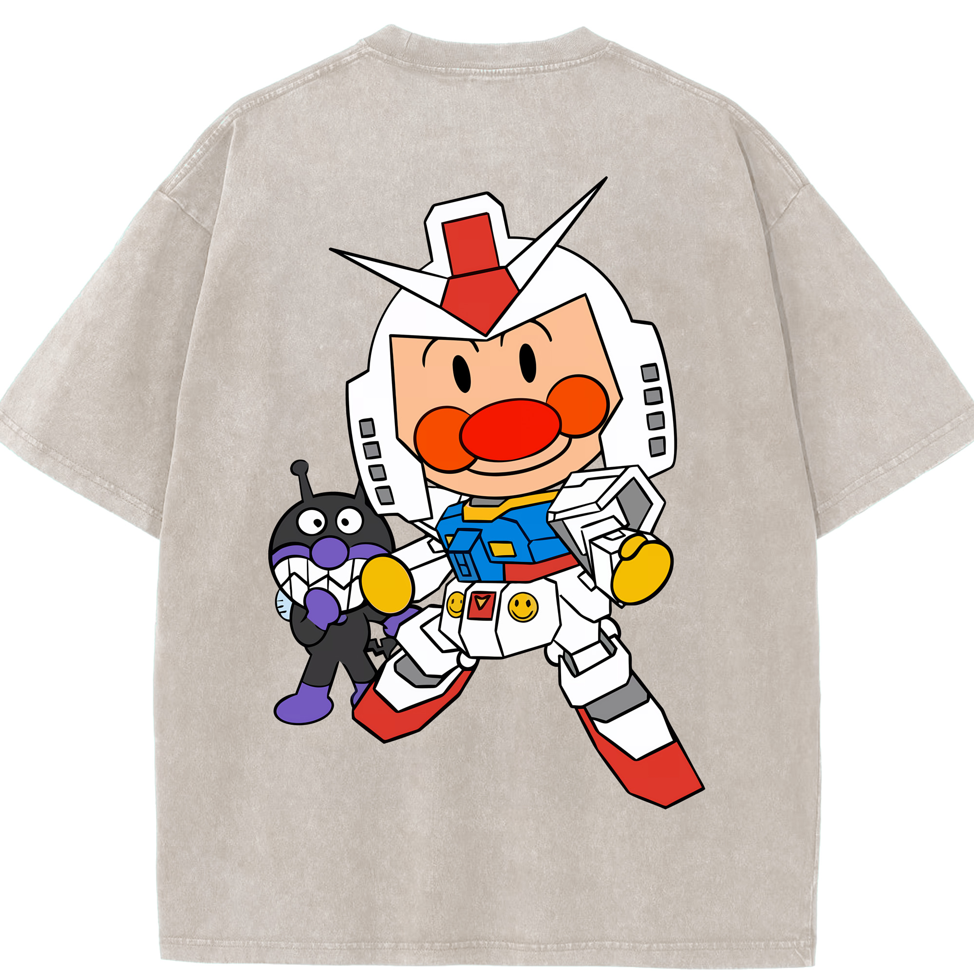 （画像用） アンパンマン Anpanman 綿100% ヴィンテージ風 半袖Tシャツ（背面プリント）