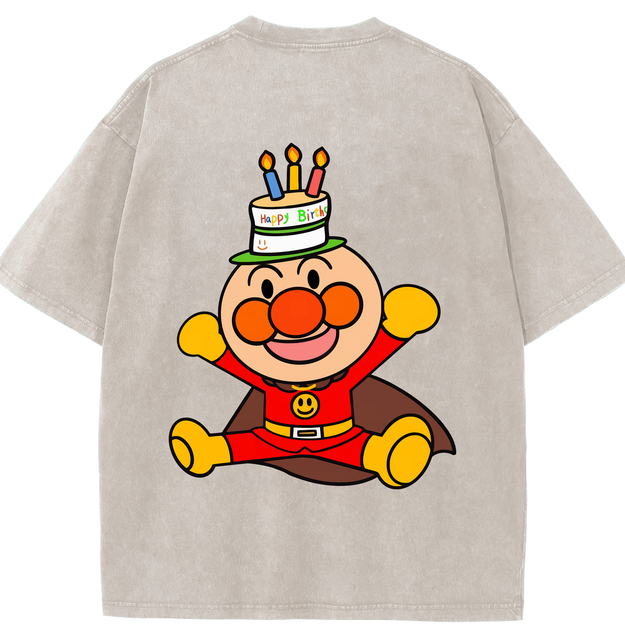 （画像用） アンパンマン Anpanman 綿100% ヴィンテージ風 半袖Tシャツ（背面プリント）