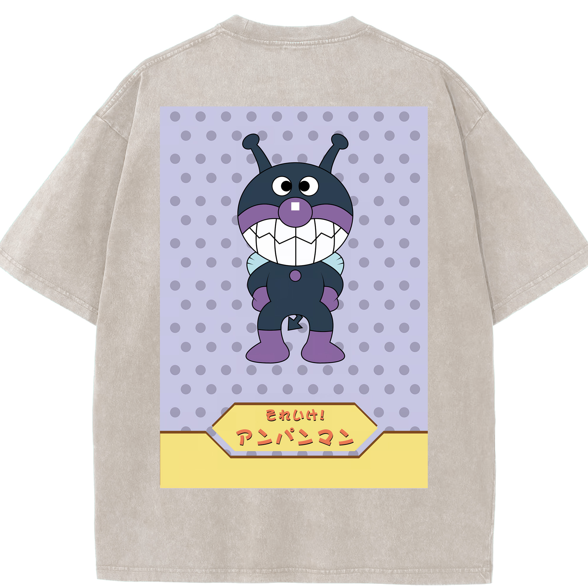 （画像用） アンパンマン Anpanman 綿100% ヴィンテージ風 半袖Tシャツ（背面プリント）