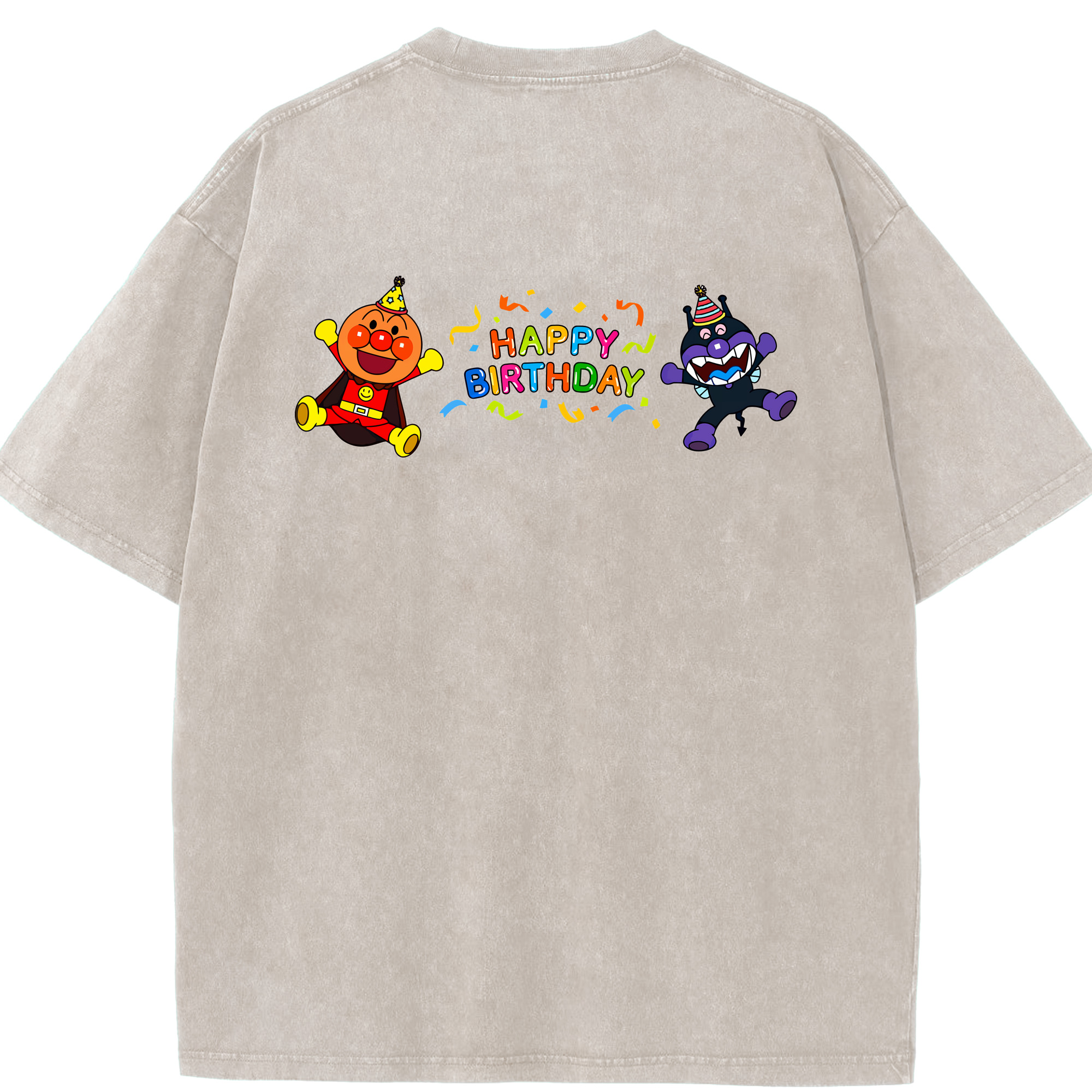（画像用） アンパンマン Anpanman 綿100% ヴィンテージ風 半袖Tシャツ（背面プリント）