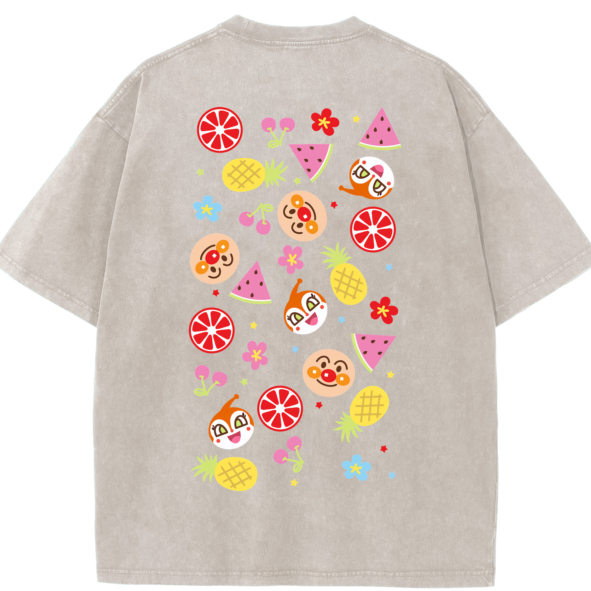 （画像用） アンパンマン Anpanman 綿100% ヴィンテージ風 半袖Tシャツ（背面プリント）