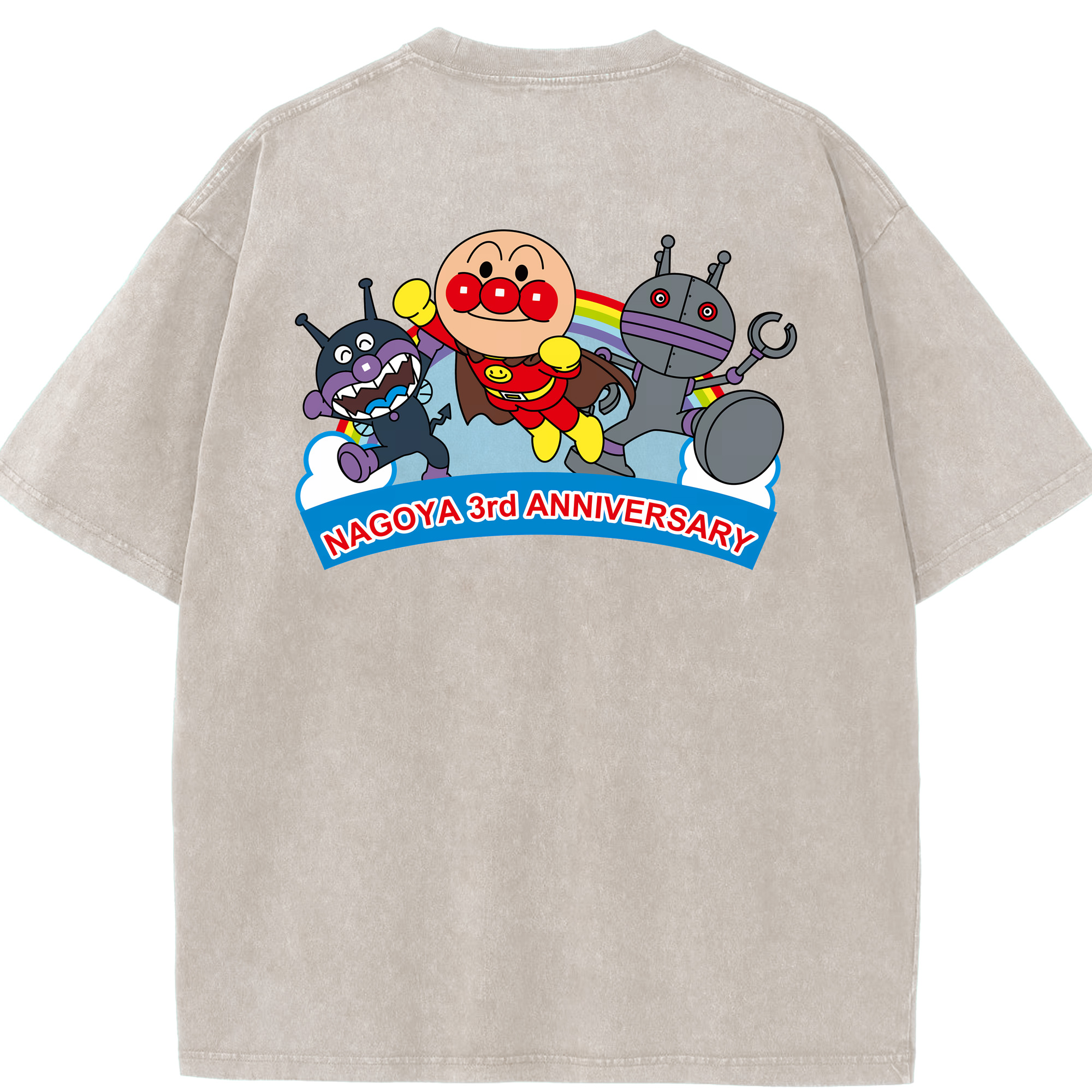 （画像用） アンパンマン Anpanman 綿100% ヴィンテージ風 半袖Tシャツ（背面プリント）