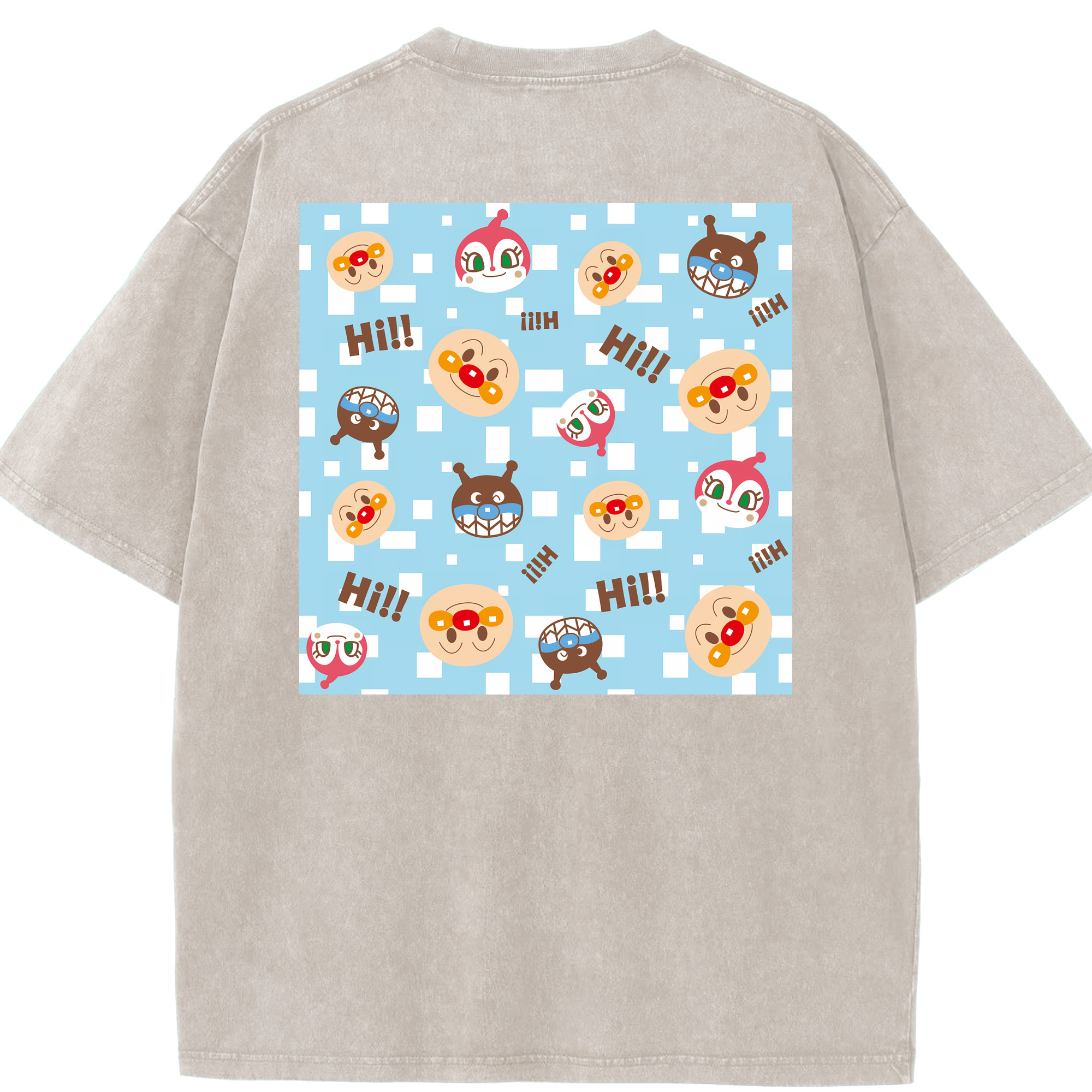 （画像用） アンパンマン Anpanman 綿100% ヴィンテージ風 半袖Tシャツ（背面プリント）
