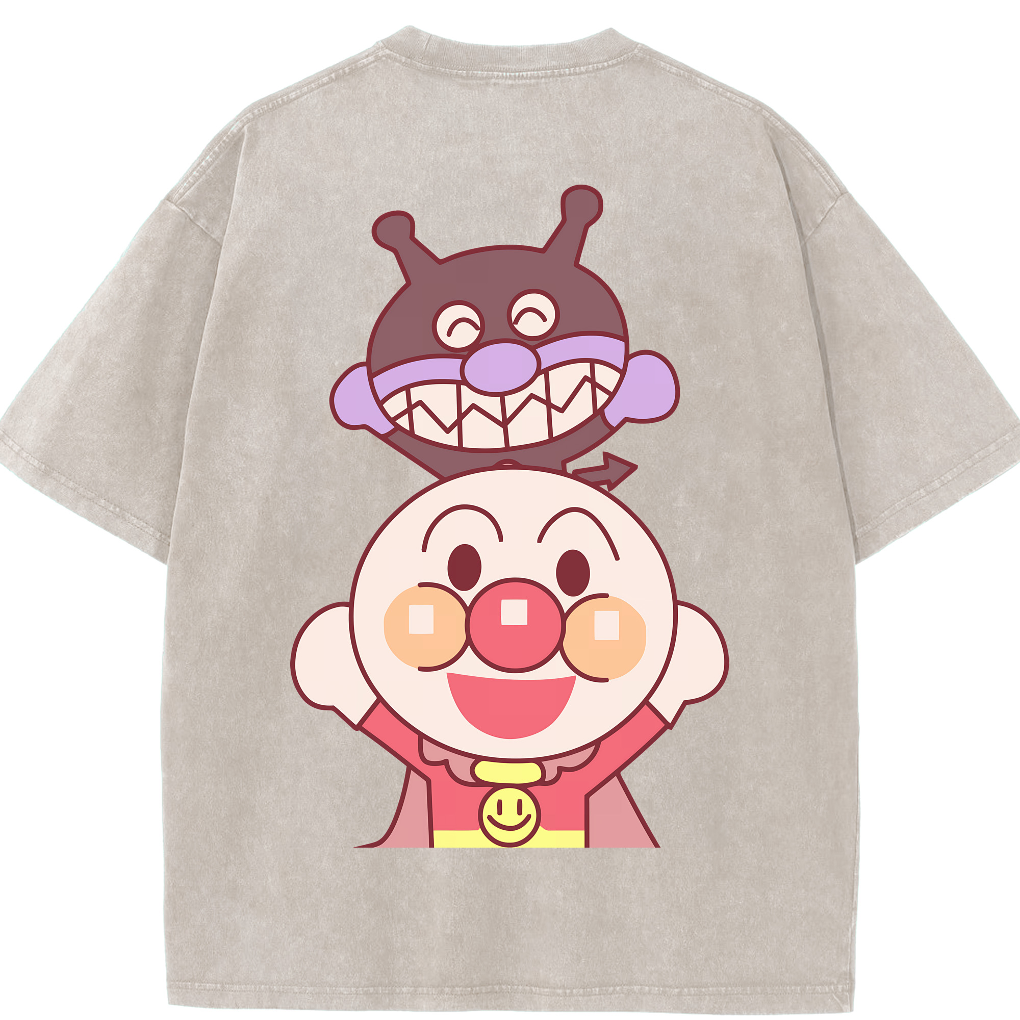 （画像用） アンパンマン Anpanman 綿100% ヴィンテージ風 半袖Tシャツ（背面プリント）