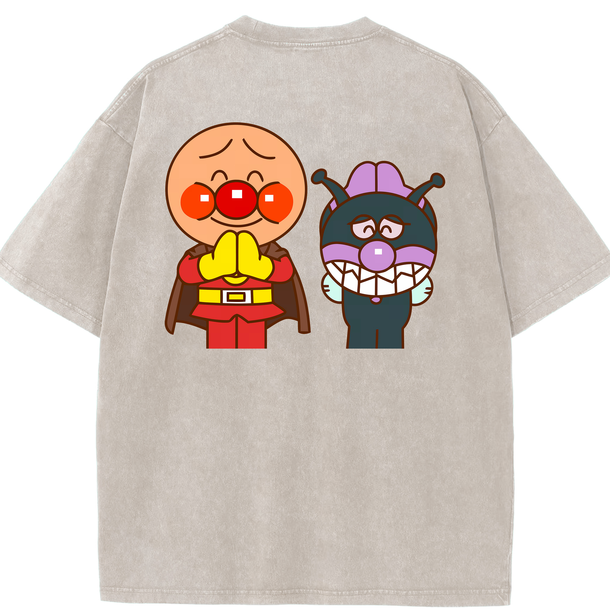 （画像用） アンパンマン Anpanman 綿100% ヴィンテージ風 半袖Tシャツ（背面プリント）