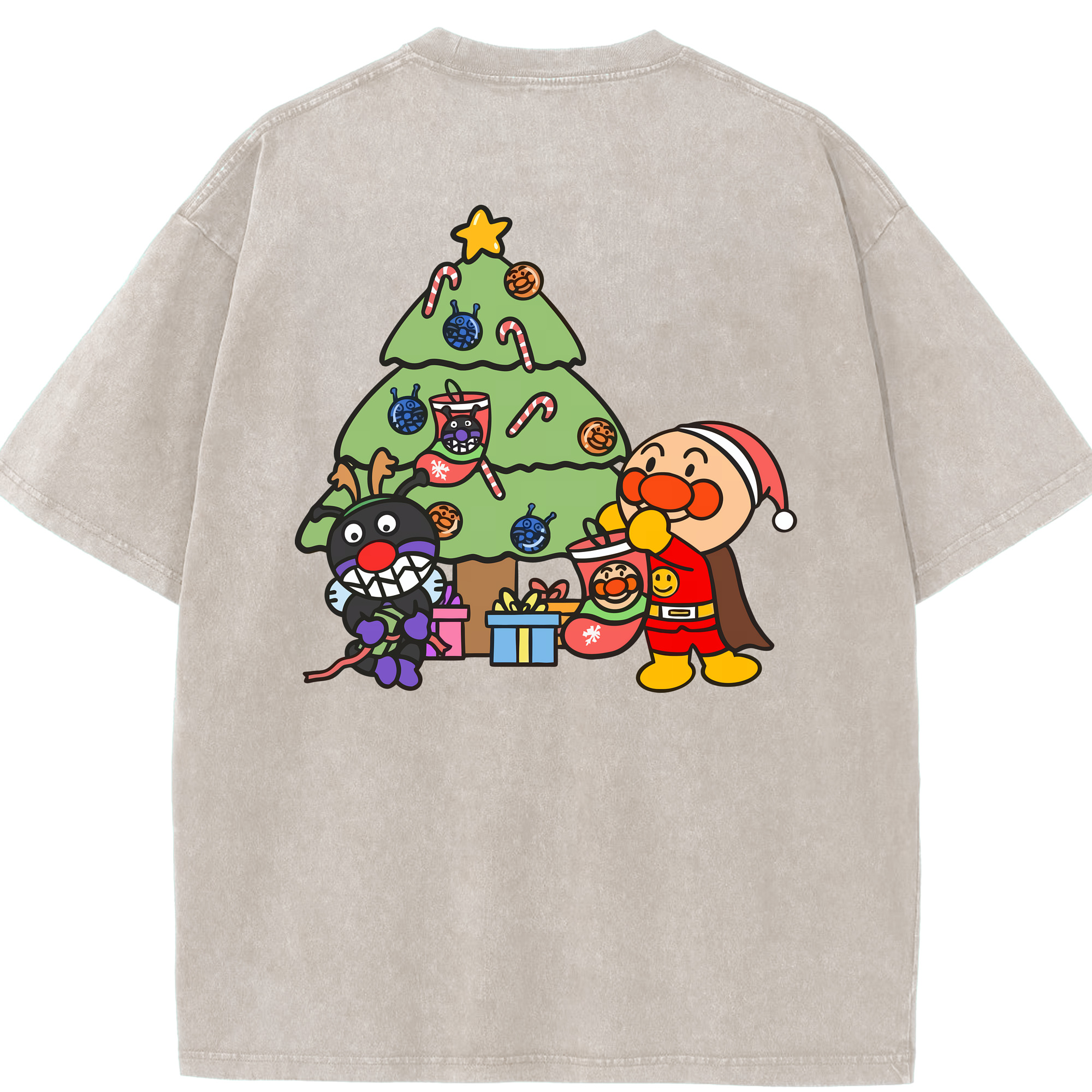 （画像用） アンパンマン Anpanman 綿100% ヴィンテージ風 半袖Tシャツ（背面プリント）