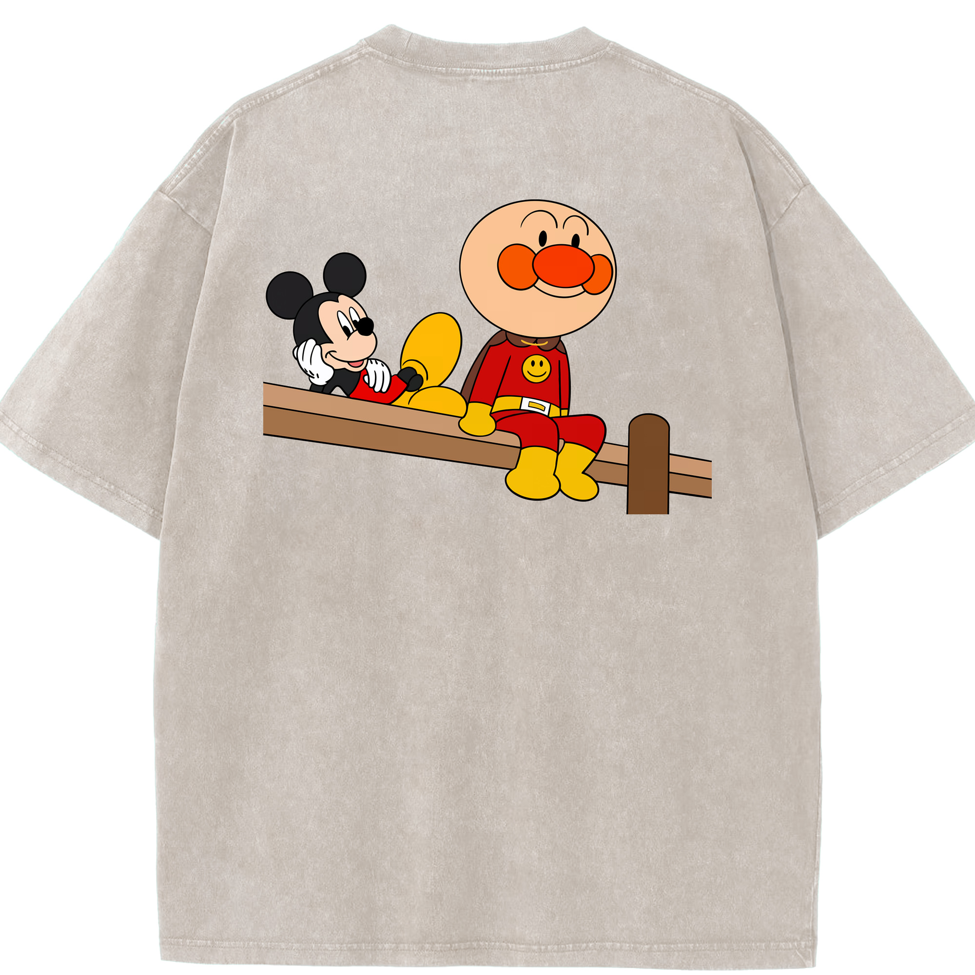 （画像用） アンパンマン Anpanman 綿100% ヴィンテージ風 半袖Tシャツ（背面プリント）