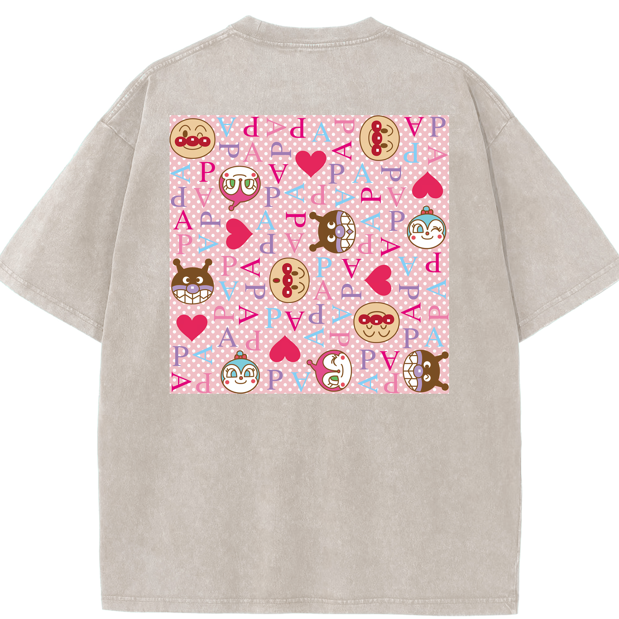 （画像用） アンパンマン Anpanman 綿100% ヴィンテージ風 半袖Tシャツ（背面プリント）