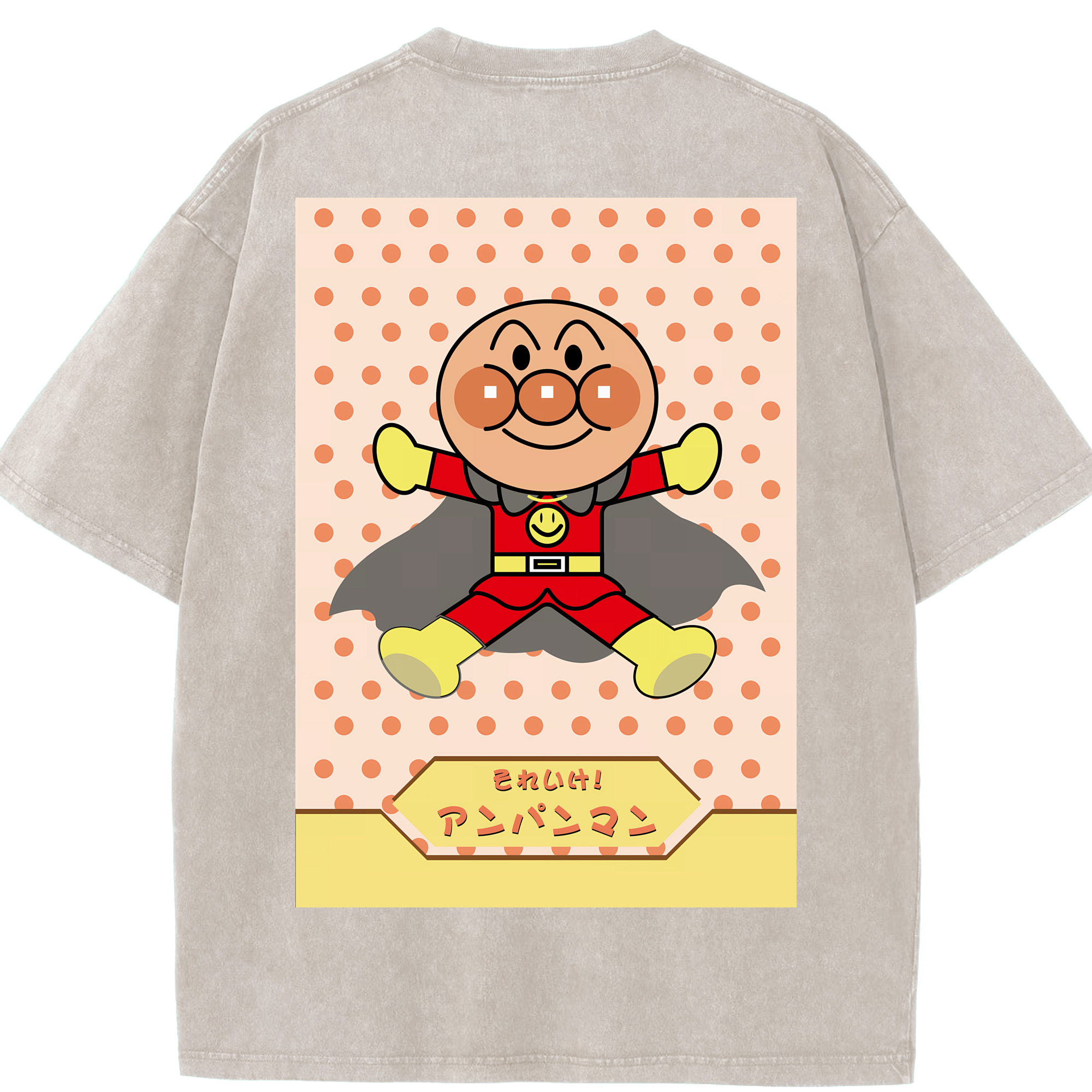 （画像用） アンパンマン Anpanman 綿100% ヴィンテージ風 半袖Tシャツ（背面プリント）