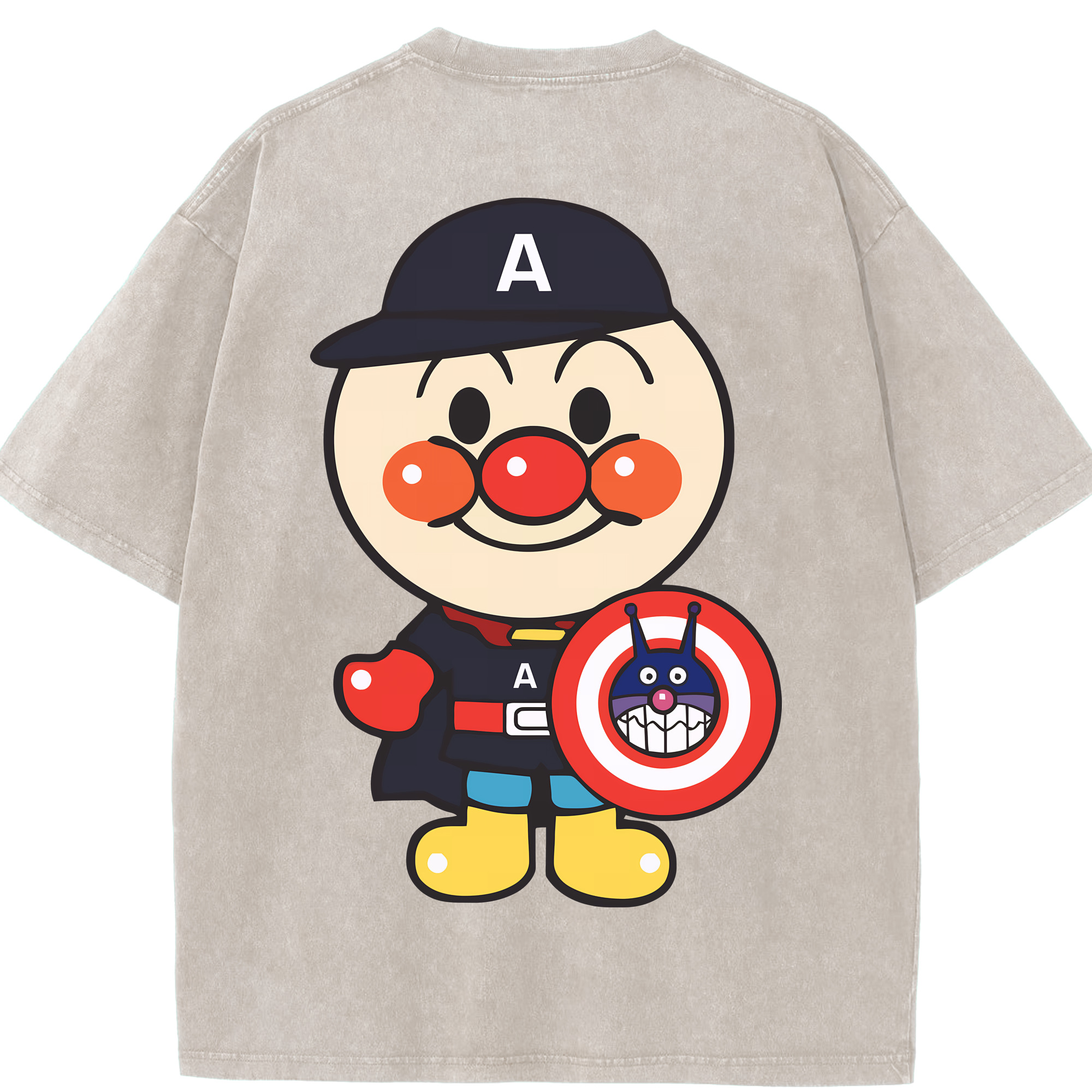 （画像用） アンパンマン Anpanman 綿100% ヴィンテージ風 半袖Tシャツ（背面プリント）
