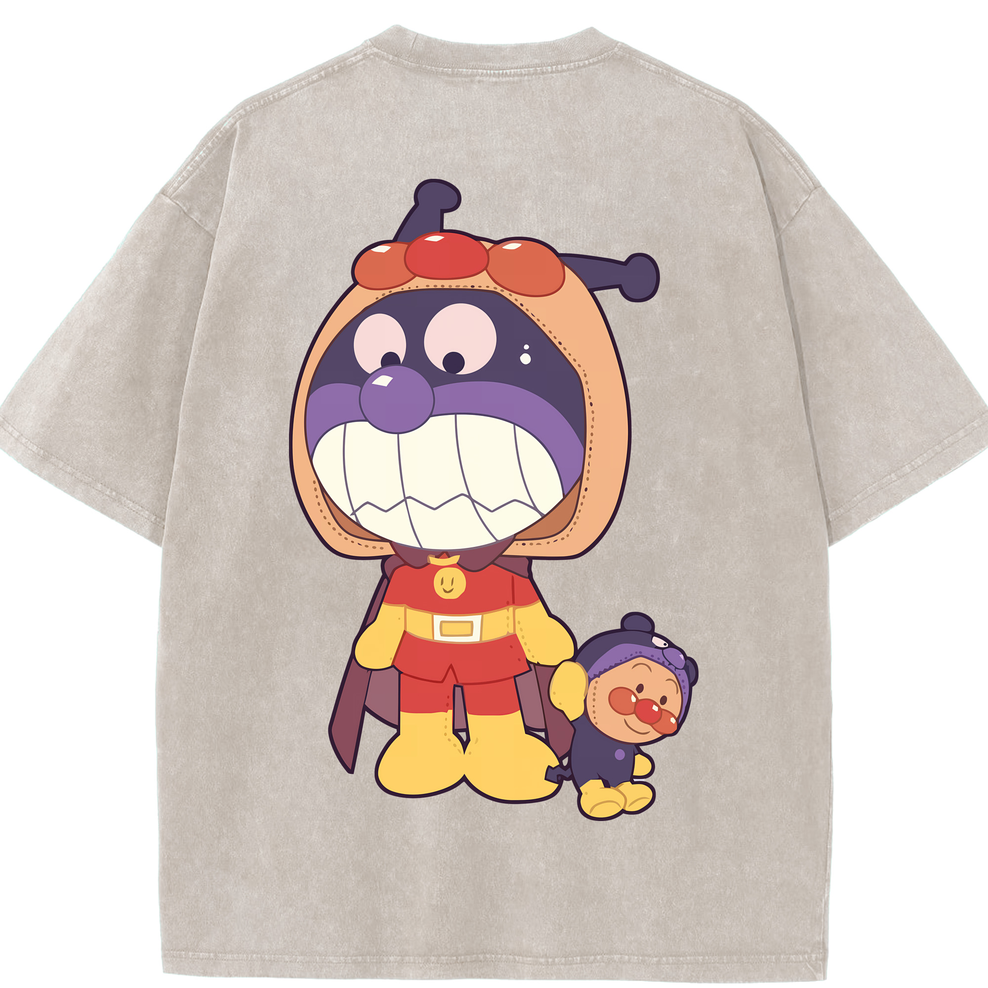 （画像用） アンパンマン Anpanman 綿100% ヴィンテージ風 半袖Tシャツ（背面プリント）