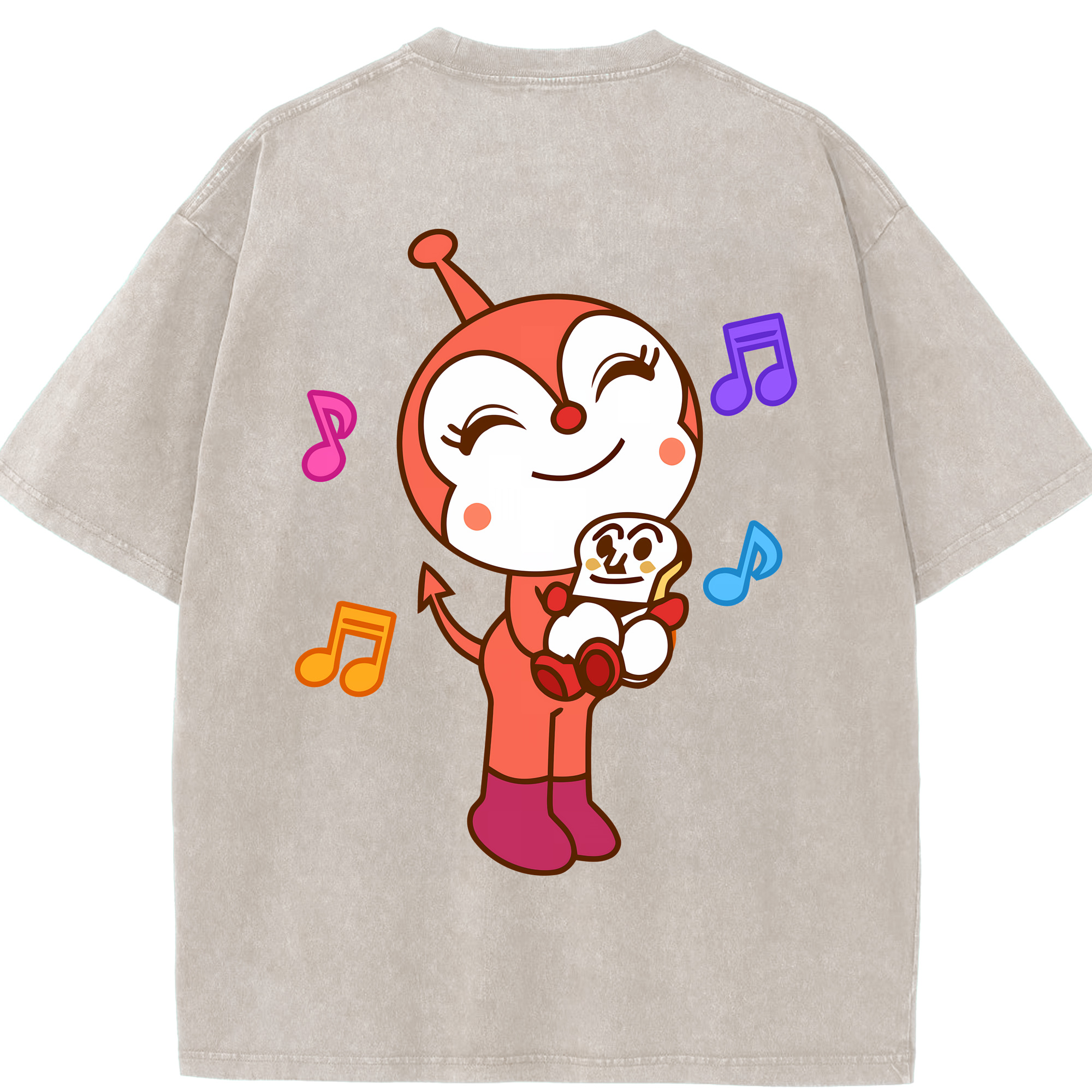 （画像用） アンパンマン Anpanman 綿100% ヴィンテージ風 半袖Tシャツ（背面プリント）