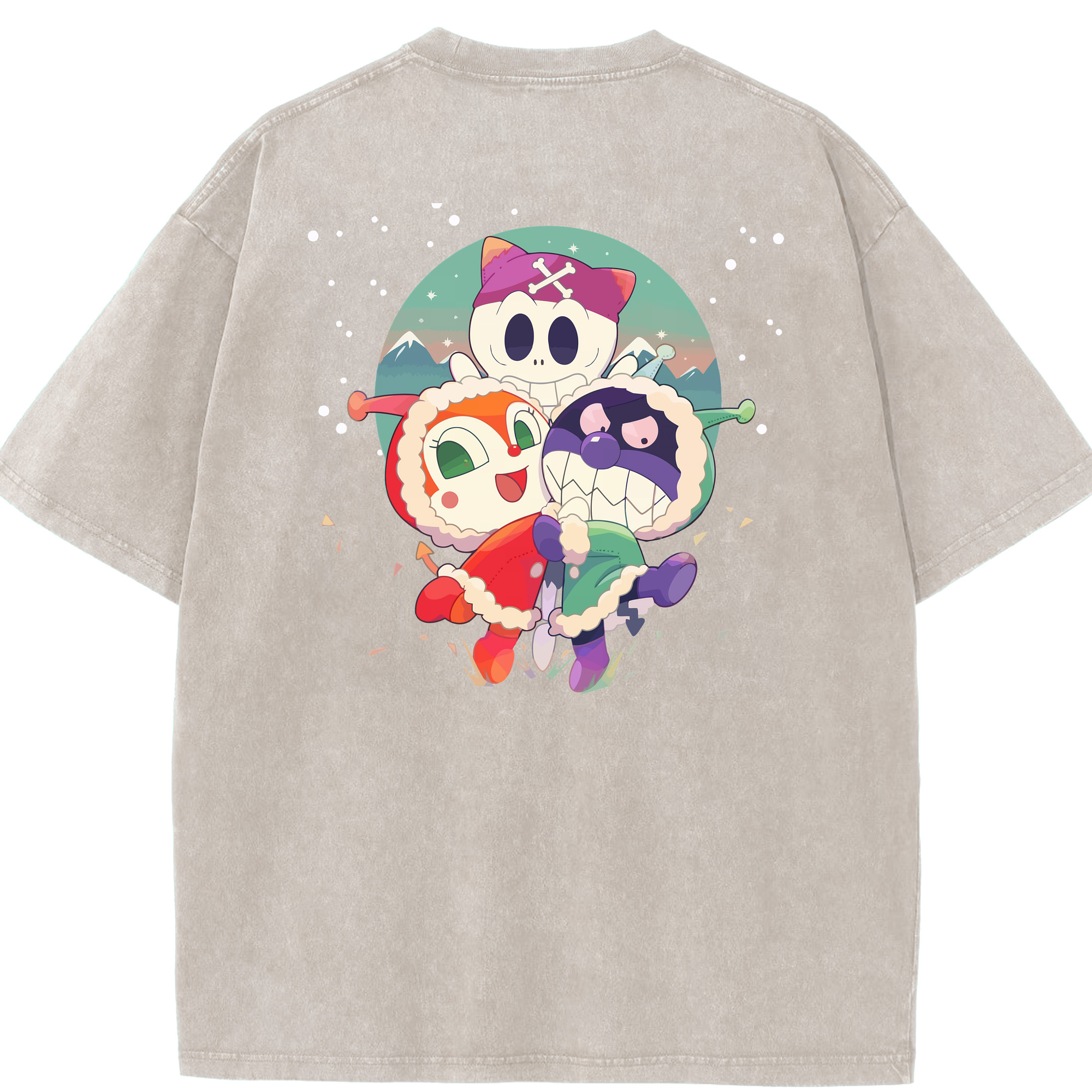 （画像用） アンパンマン Anpanman 綿100% ヴィンテージ風 半袖Tシャツ（背面プリント）