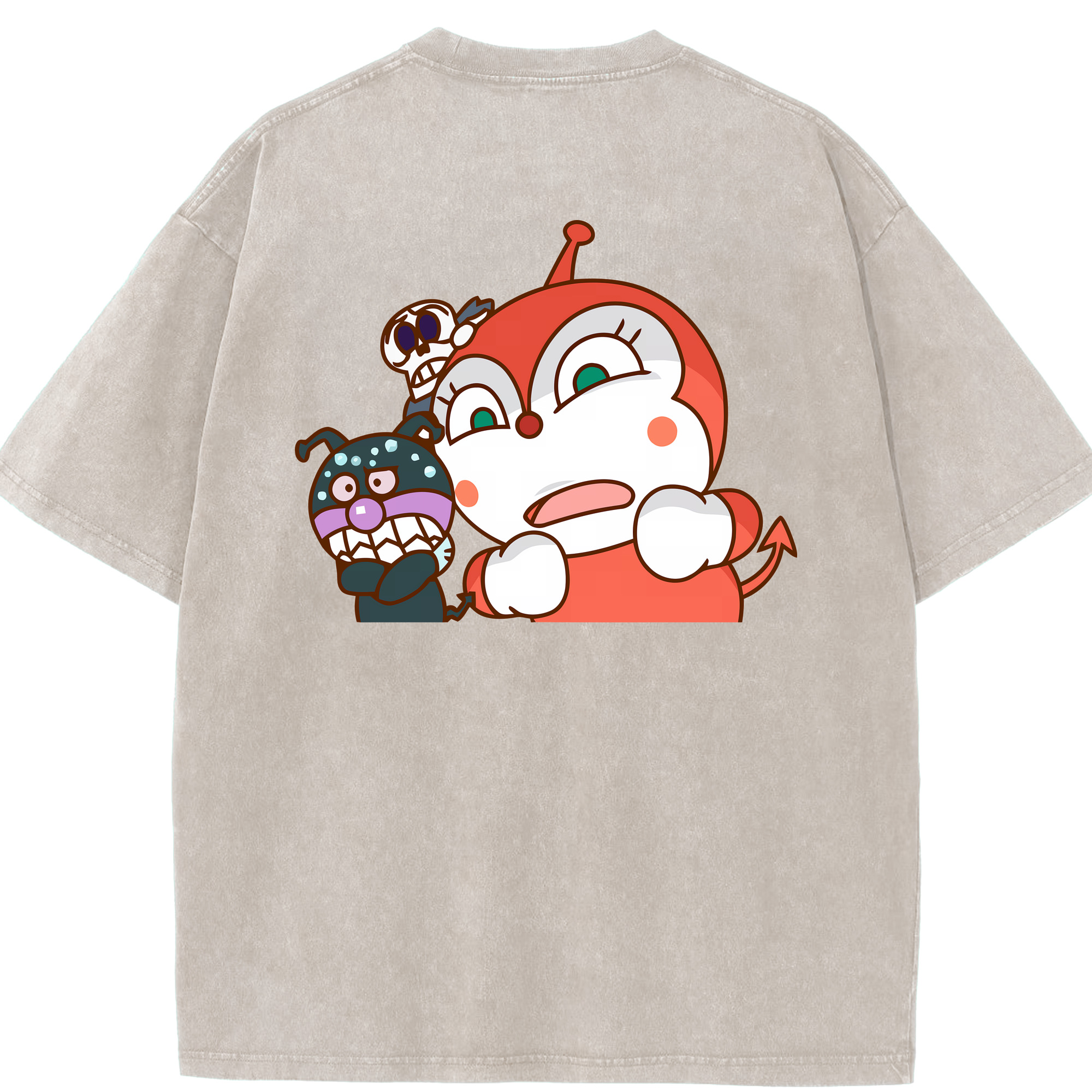 （画像用） アンパンマン Anpanman 綿100% ヴィンテージ風 半袖Tシャツ（背面プリント）