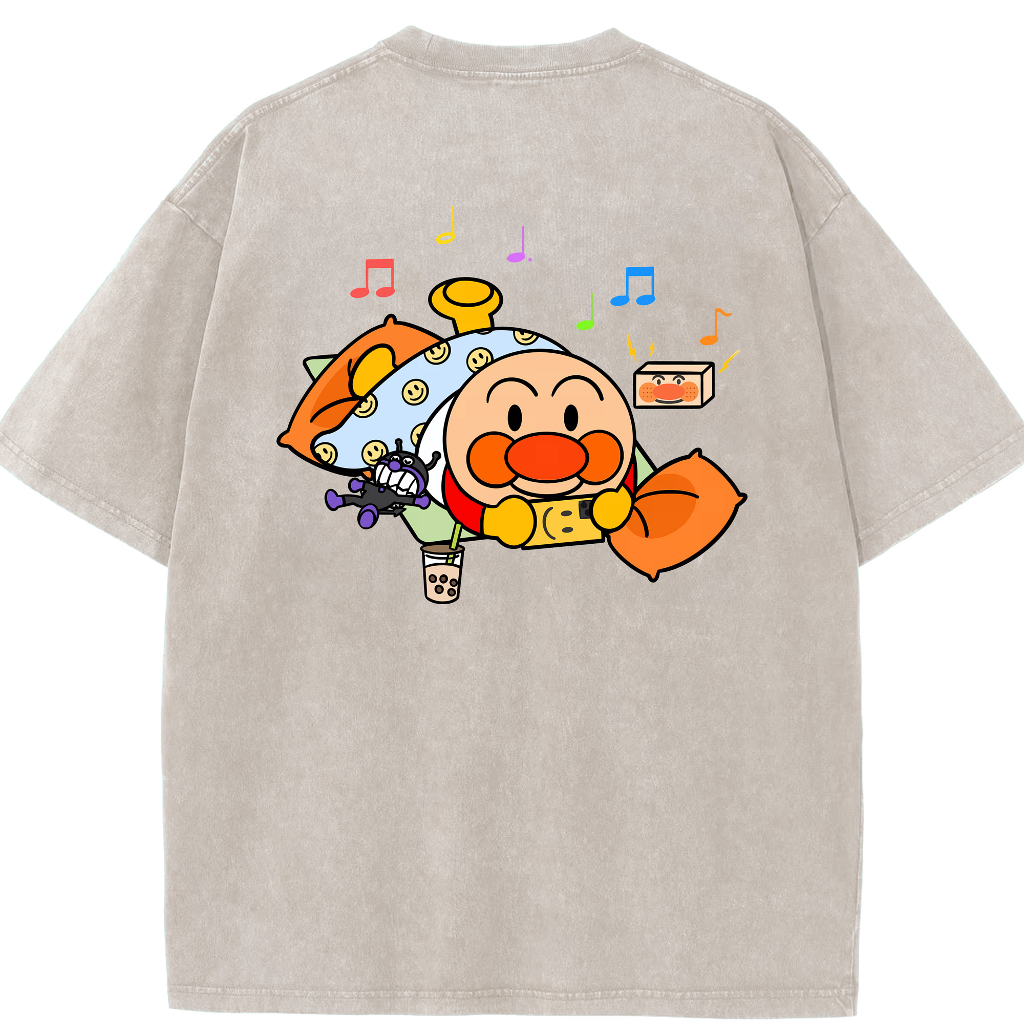 （画像用） アンパンマン Anpanman 綿100% ヴィンテージ風 半袖Tシャツ（背面プリント）