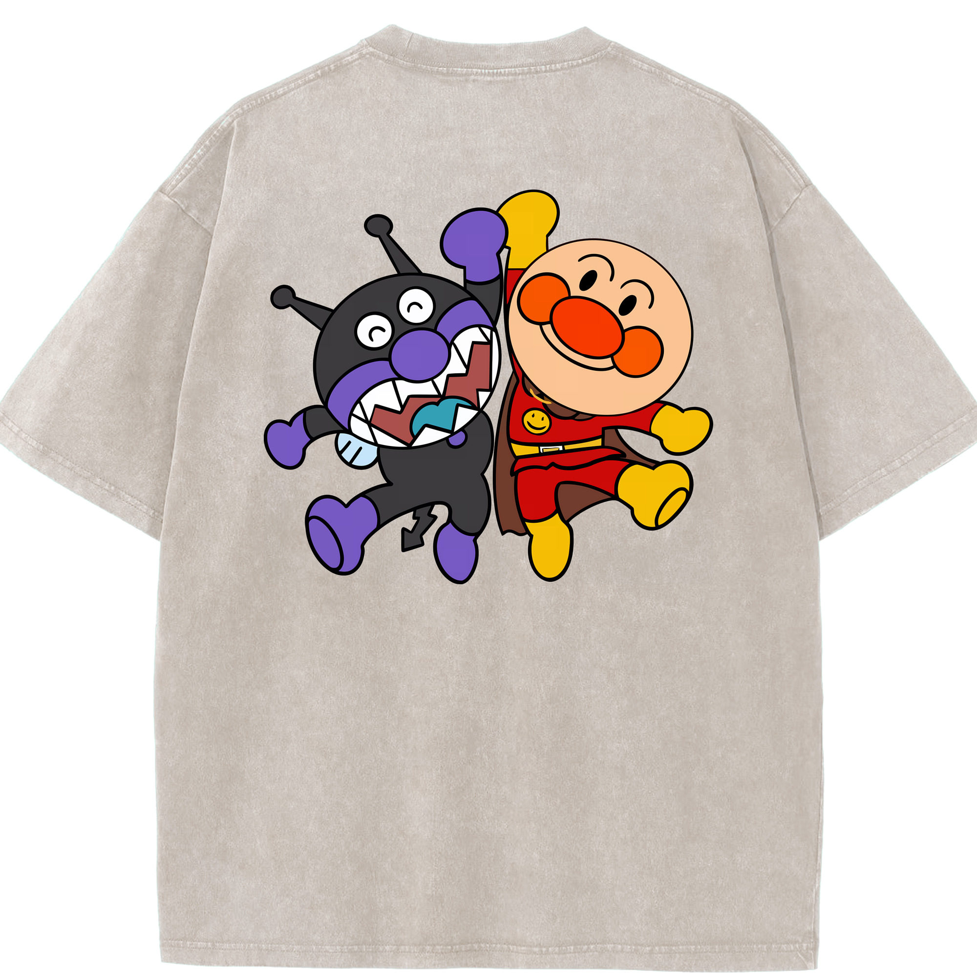 （画像用） アンパンマン Anpanman 綿100% ヴィンテージ風 半袖Tシャツ（背面プリント）