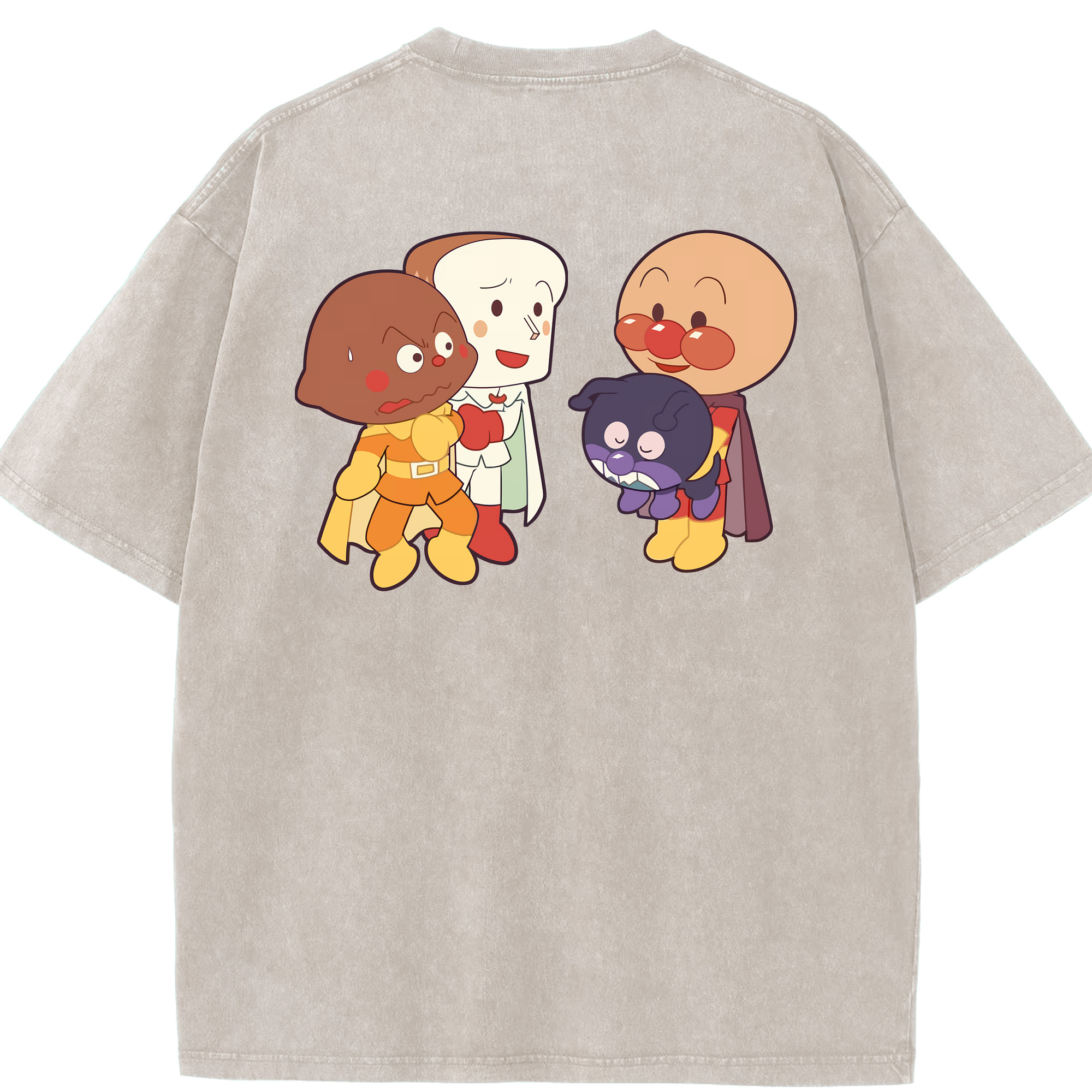 （画像用） アンパンマン Anpanman 綿100% ヴィンテージ風 半袖Tシャツ（背面プリント）