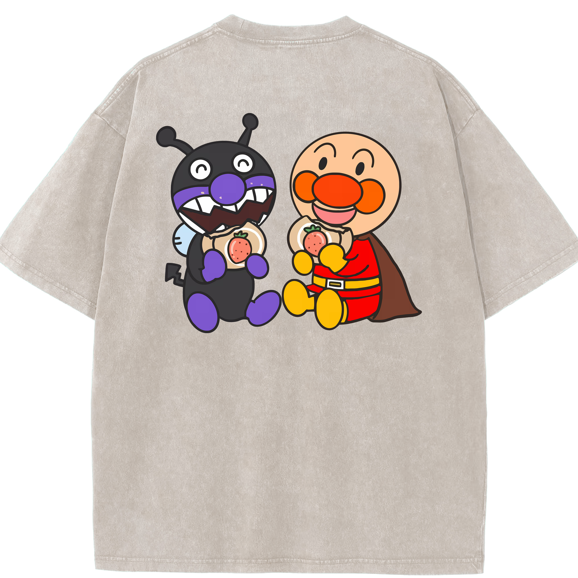 （画像用） アンパンマン Anpanman 綿100% ヴィンテージ風 半袖Tシャツ（背面プリント）