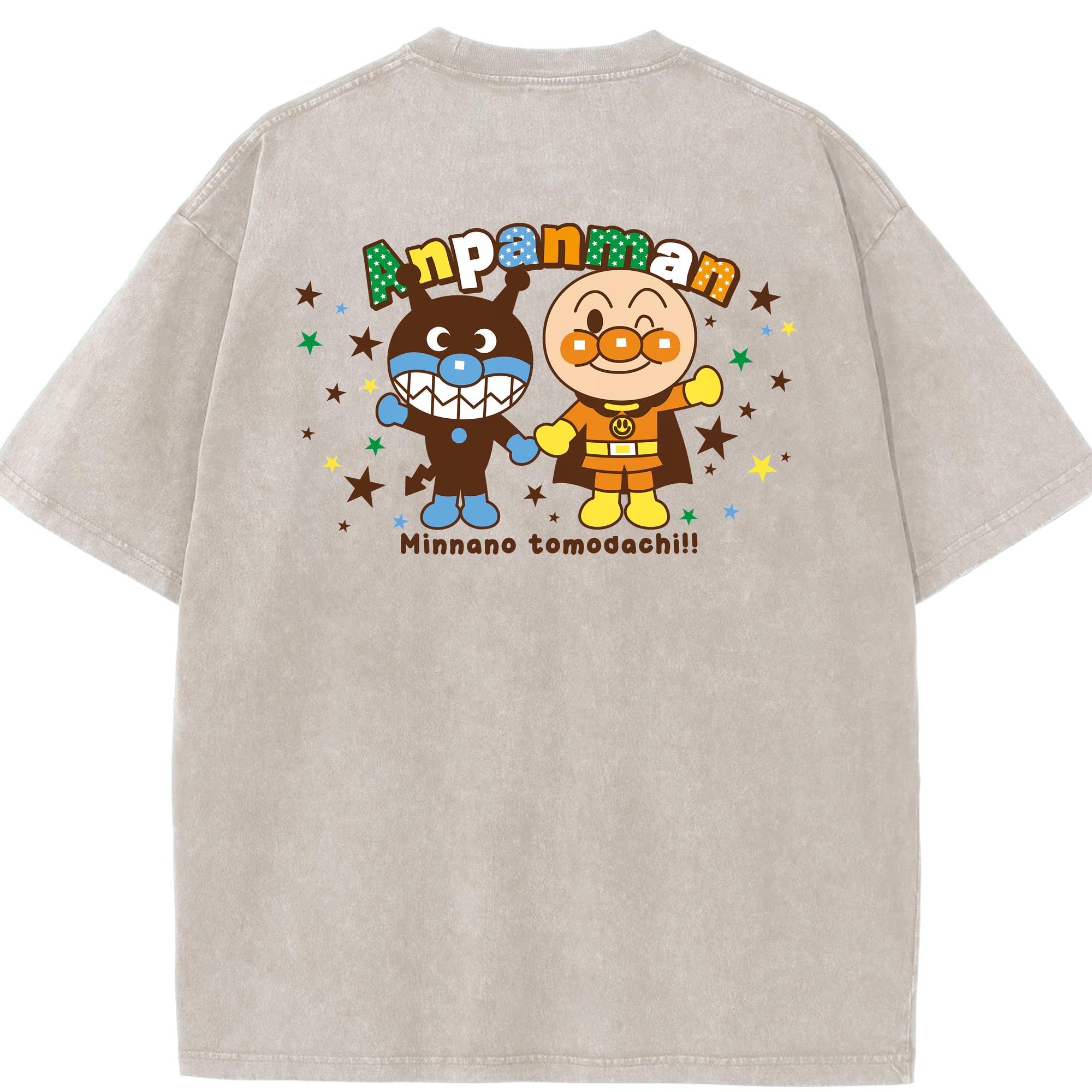（画像用） アンパンマン Anpanman 綿100% ヴィンテージ風 半袖Tシャツ（背面プリント）