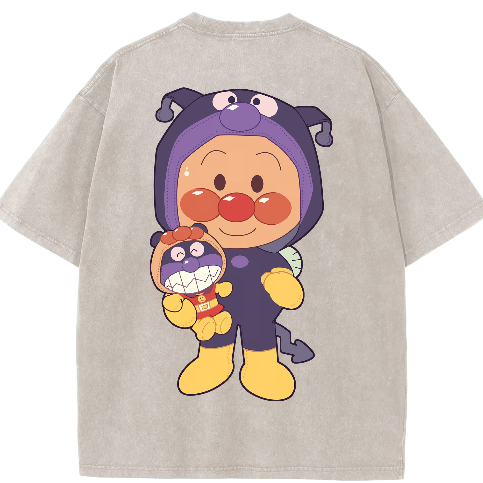 （画像用） アンパンマン Anpanman 綿100% ヴィンテージ風 半袖Tシャツ（背面プリント）