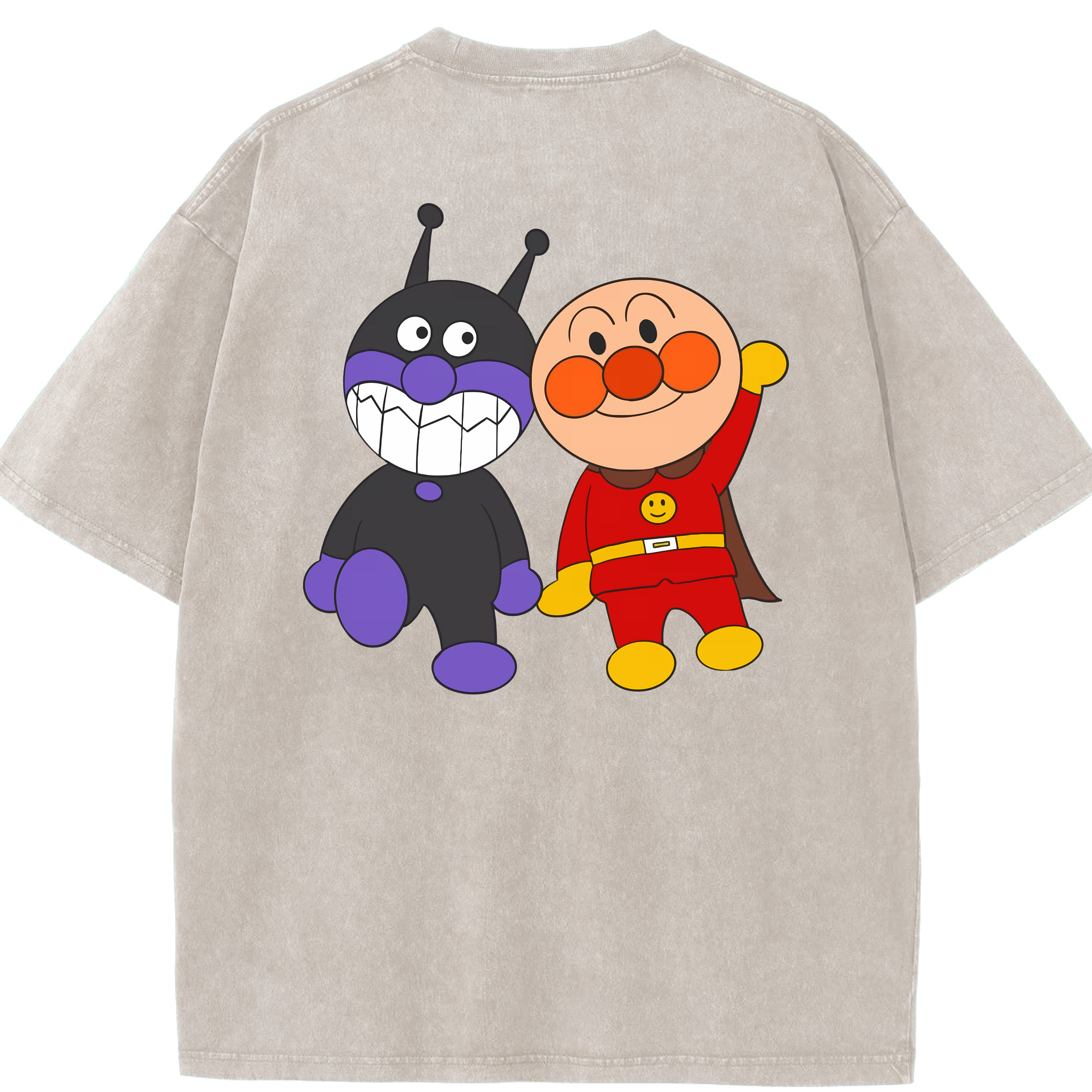 （画像用） アンパンマン Anpanman 綿100% ヴィンテージ風 半袖Tシャツ（背面プリント）