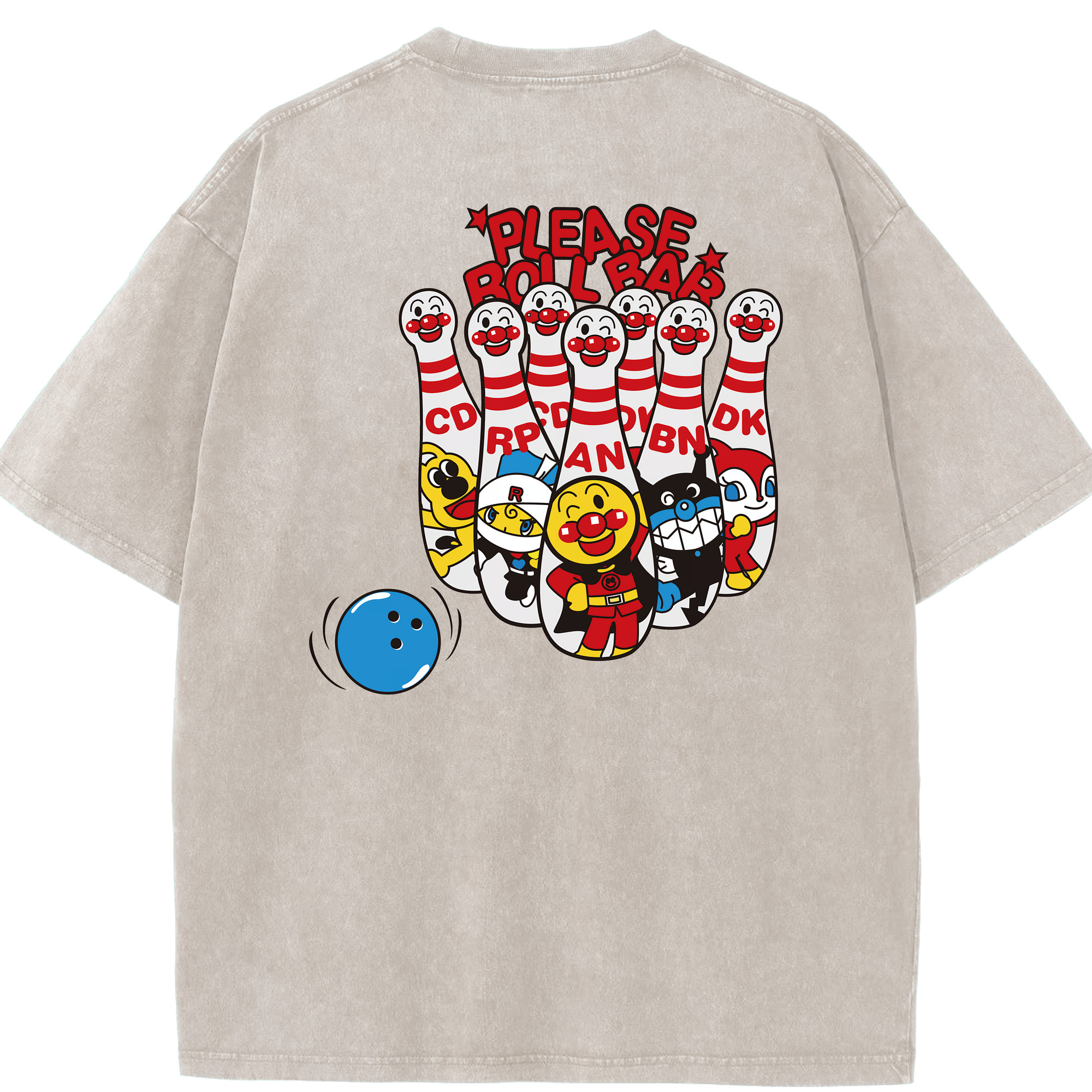 （画像用） アンパンマン Anpanman 綿100% ヴィンテージ風 半袖Tシャツ（背面プリント）