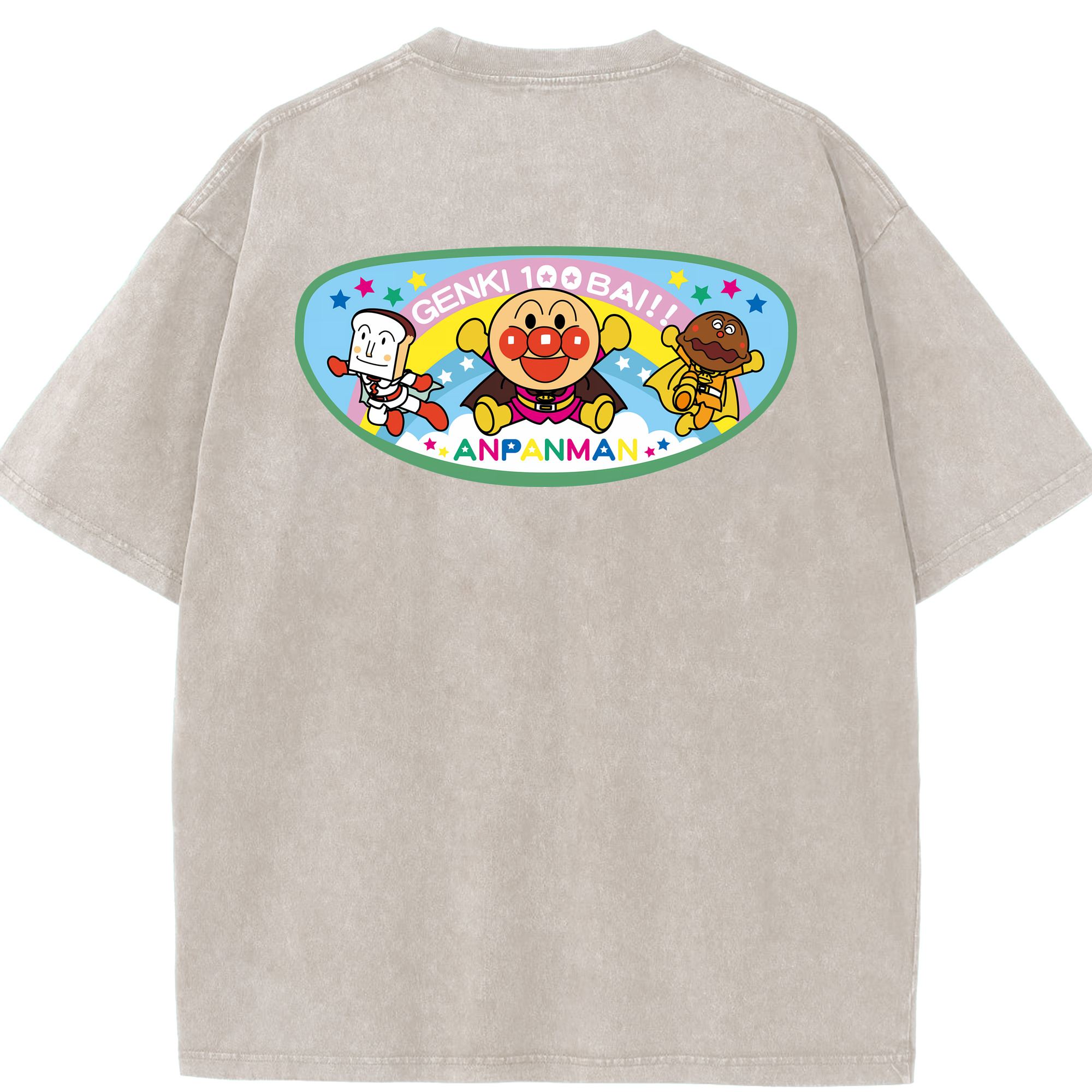 （画像用） アンパンマン Anpanman 綿100% ヴィンテージ風 半袖Tシャツ（背面プリント）