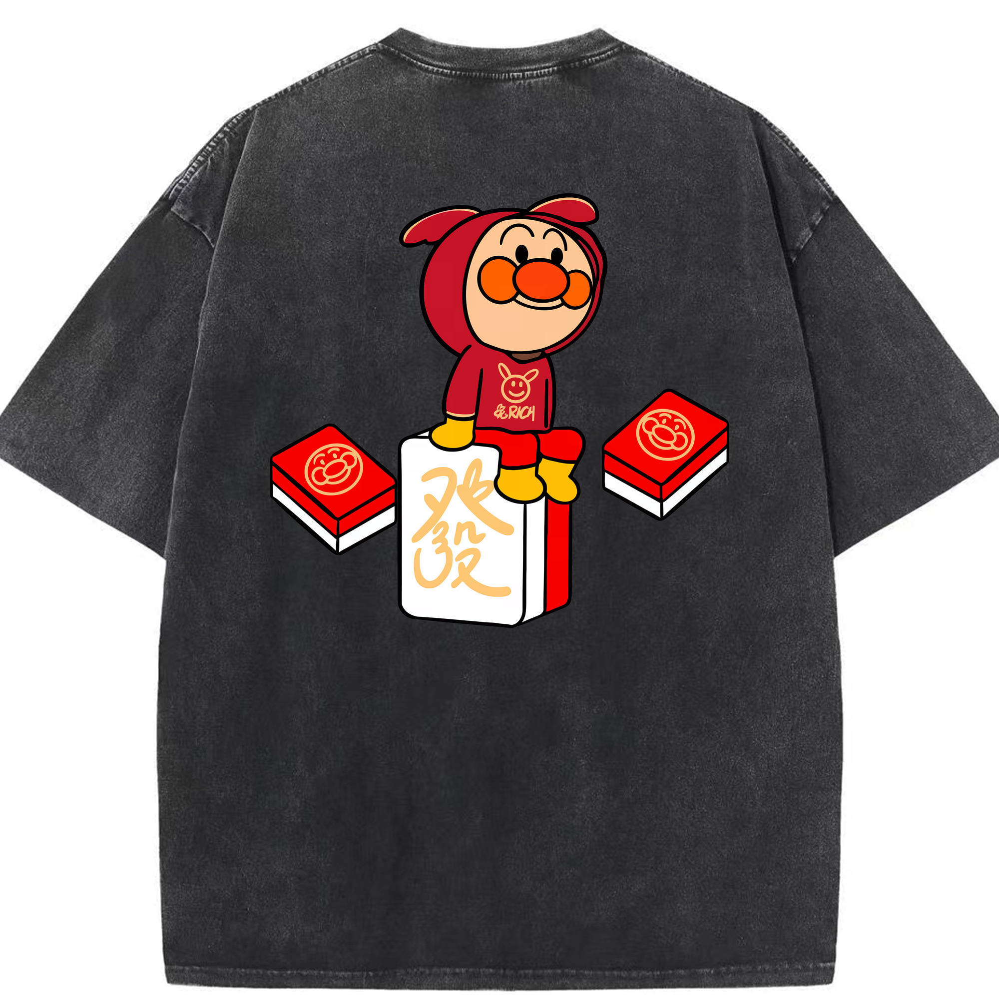 （画像用） アンパンマン Anpanman 綿100% ヴィンテージ風 半袖Tシャツ（背面プリント）
