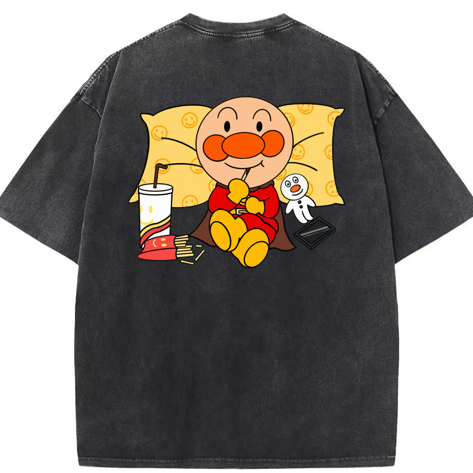 （画像用） アンパンマン Anpanman 綿100% ヴィンテージ風 半袖Tシャツ（背面プリント）
