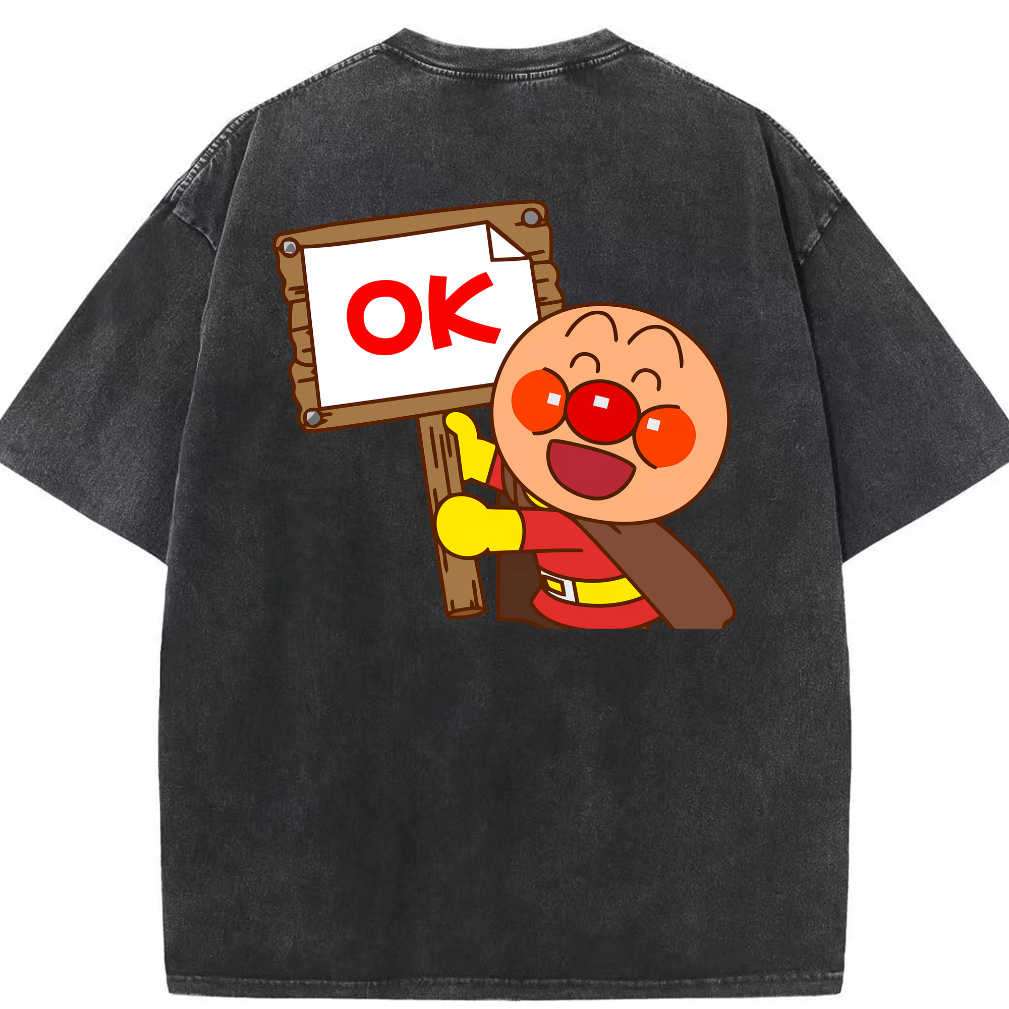 （画像用） アンパンマン Anpanman 綿100% ヴィンテージ風 半袖Tシャツ（背面プリント）