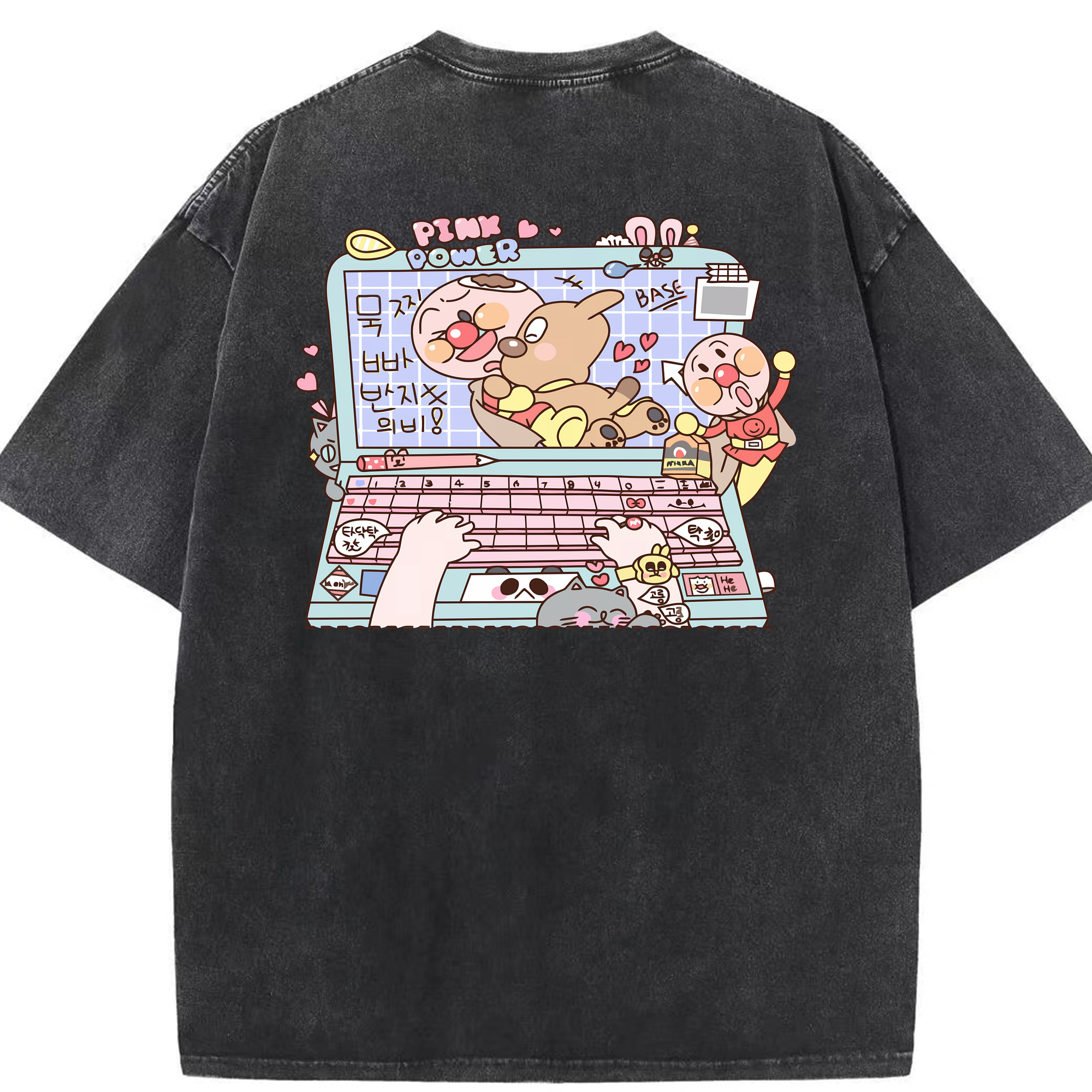 （画像用） アンパンマン Anpanman 綿100% ヴィンテージ風 半袖Tシャツ（背面プリント）