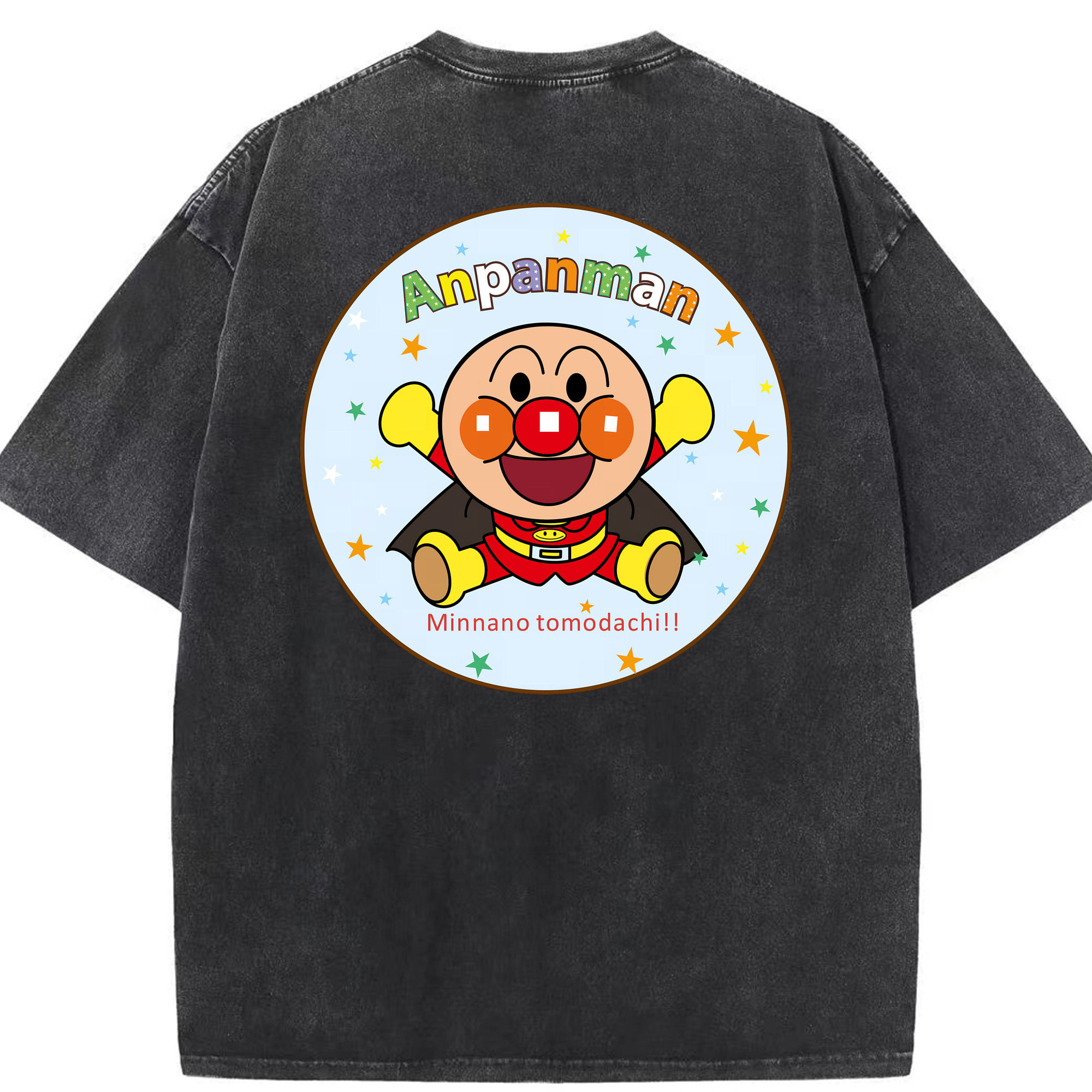 （画像用） アンパンマン Anpanman 綿100% ヴィンテージ風 半袖Tシャツ（背面プリント）