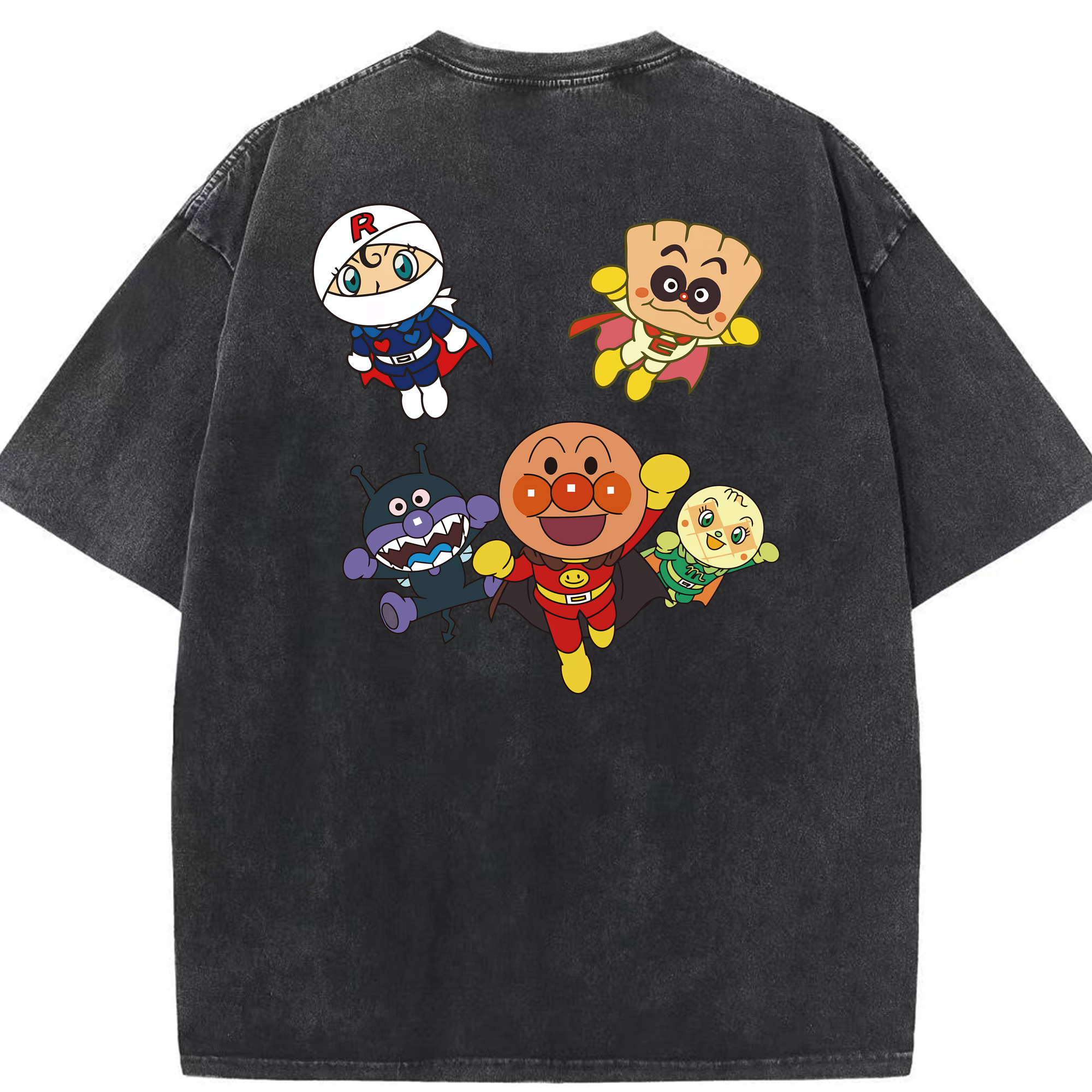 （画像用） アンパンマン Anpanman 綿100% ヴィンテージ風 半袖Tシャツ（背面プリント）